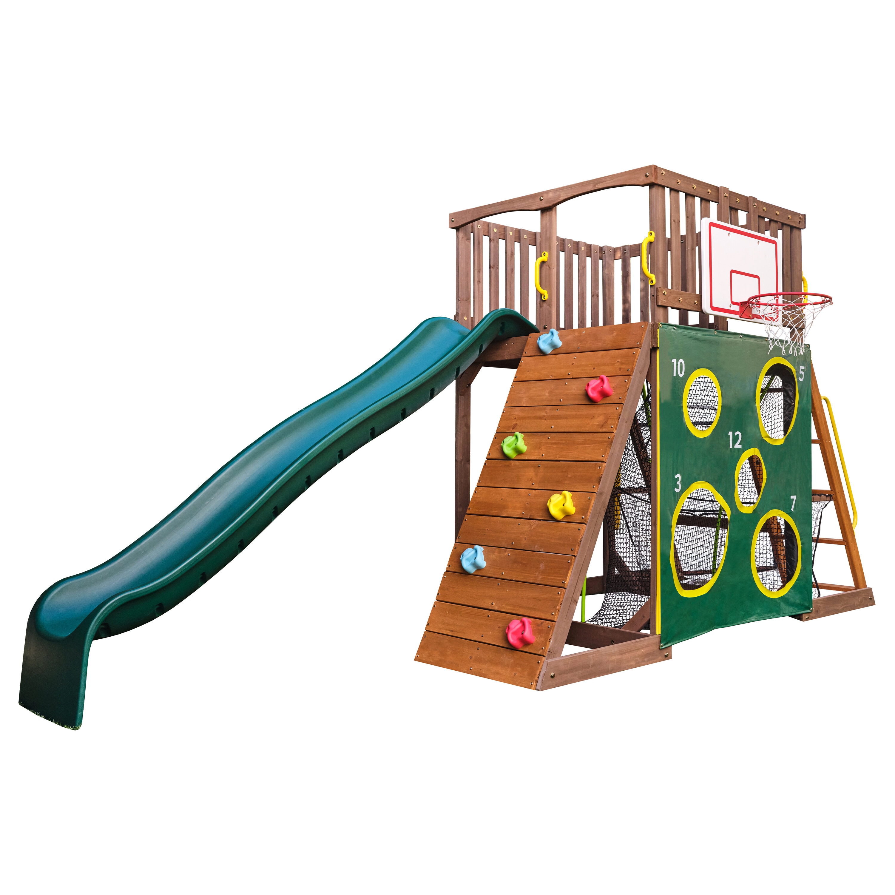 KidKraft All-in-One Sports Adventure Playset Residential Wood Playset with  Slide in the Wood Playsets & Swing Sets department at