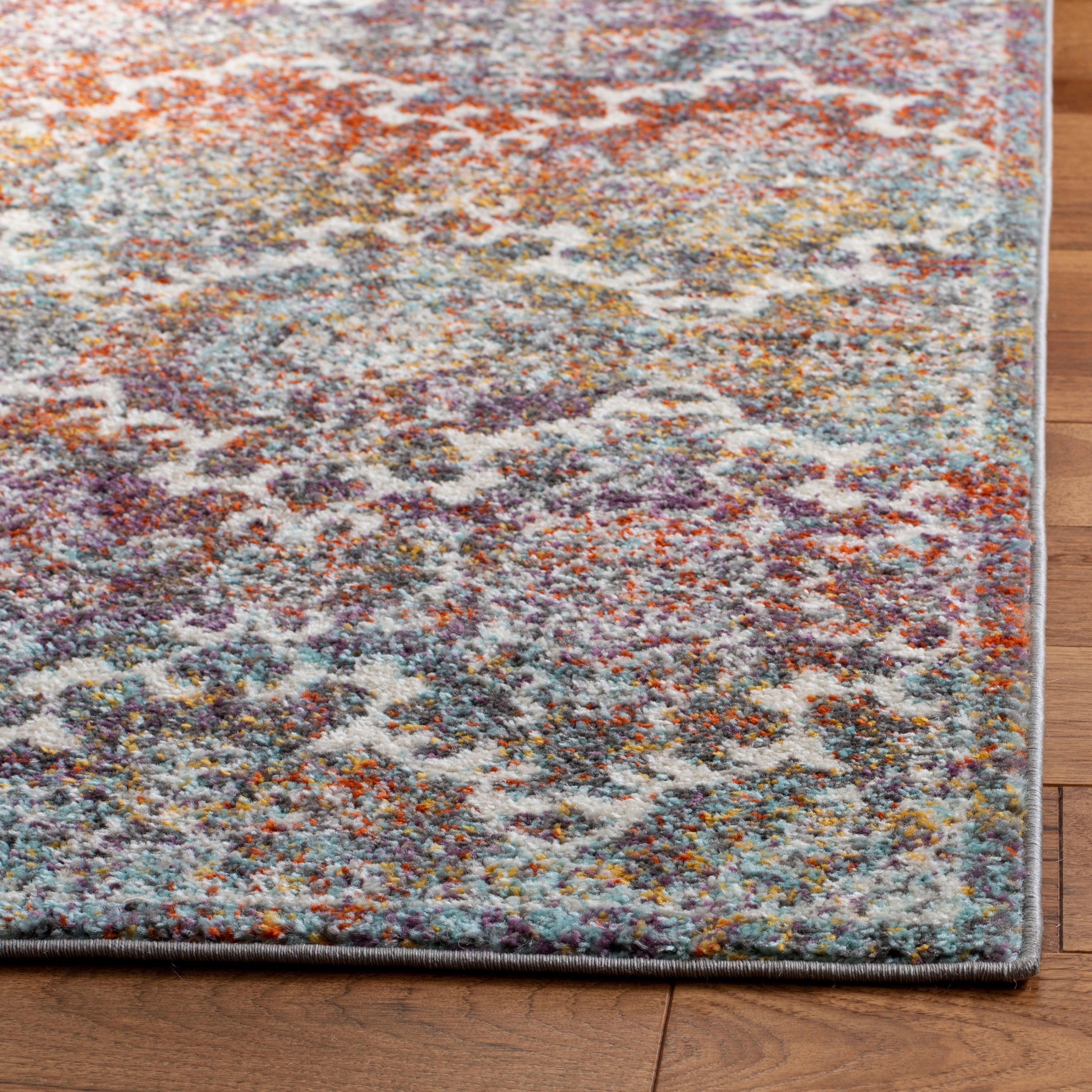 Light Gray and Rust Reversible Synthetic Area Rug, 3' x 5'