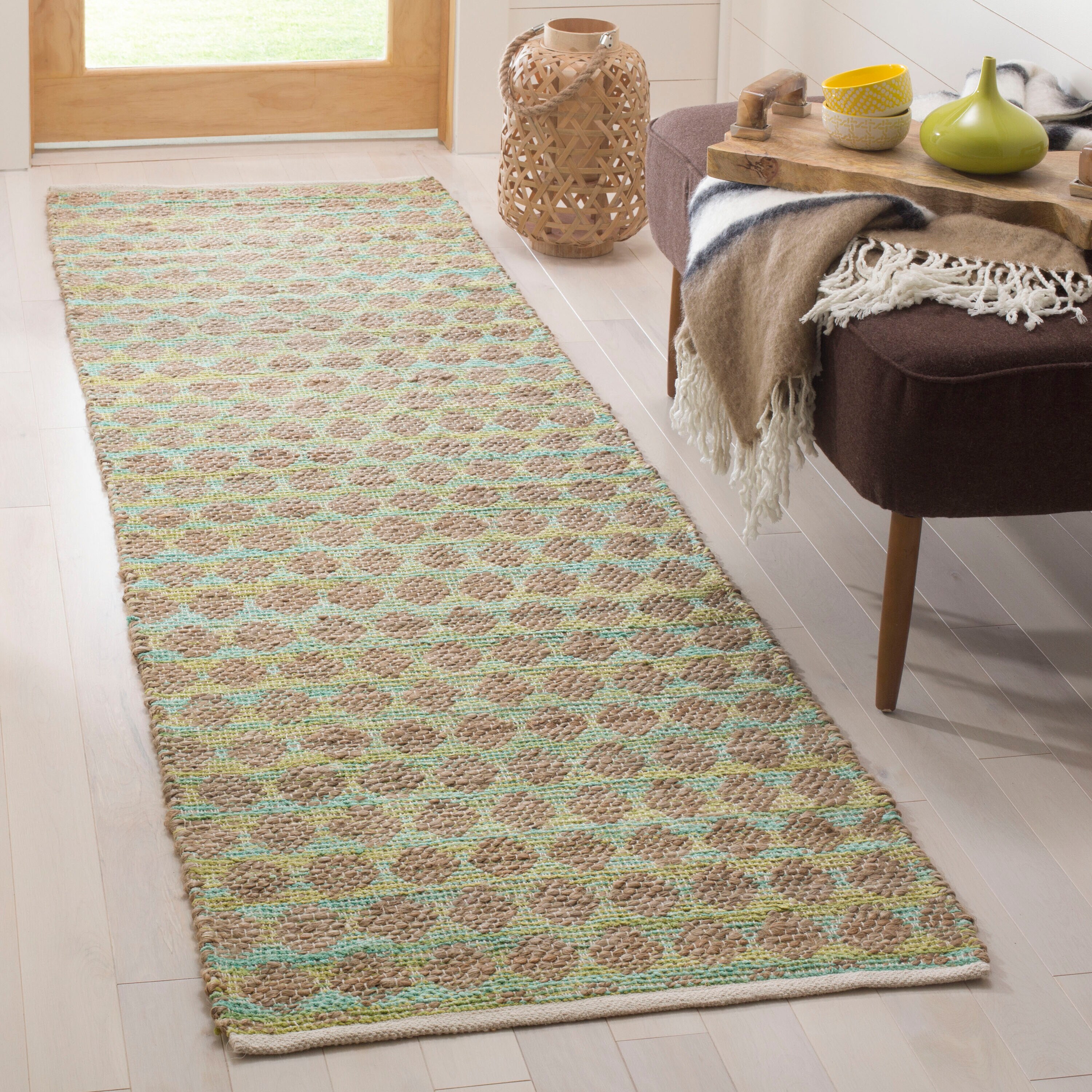  Cape Cod 820 Teal/Natural Contemporary 2ft-3in x 8ft Runner Rug