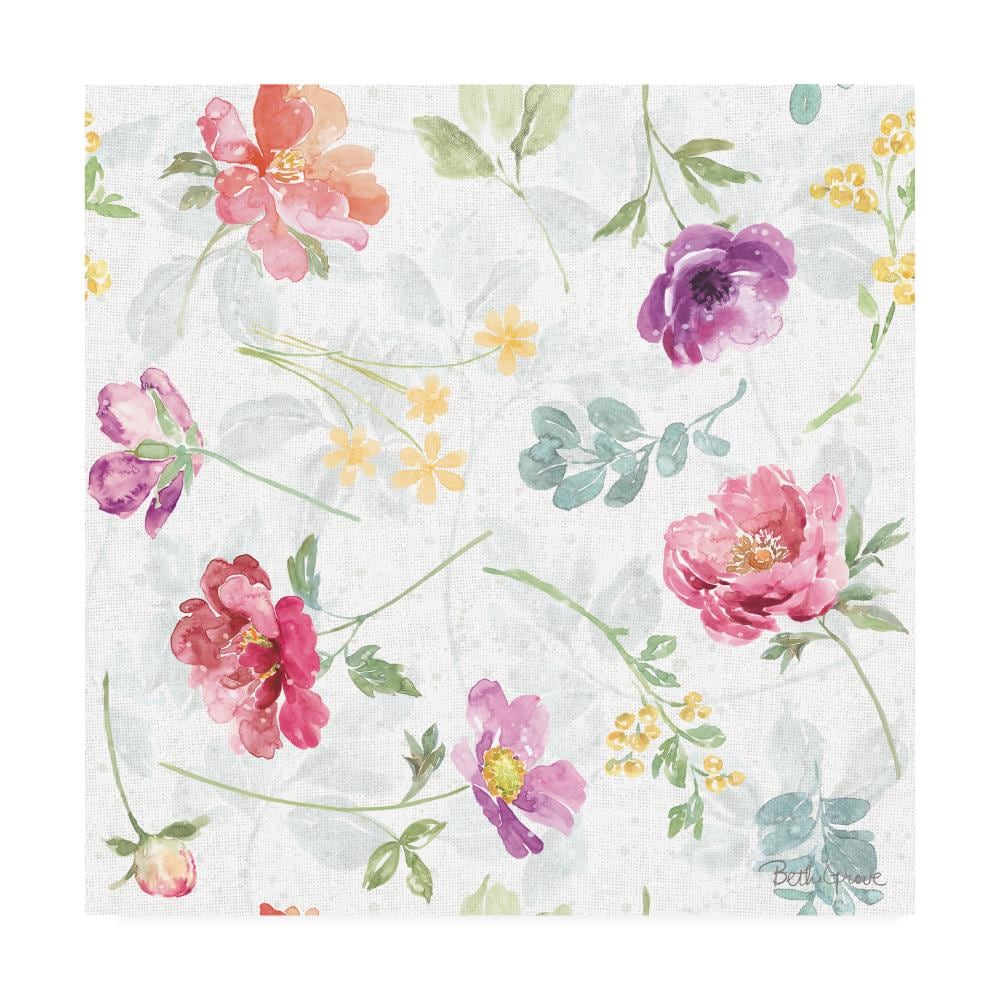 Trademark Fine Art WAP12042-C1414GG Framed 14-in H x 14-in W Floral Print on Canvas