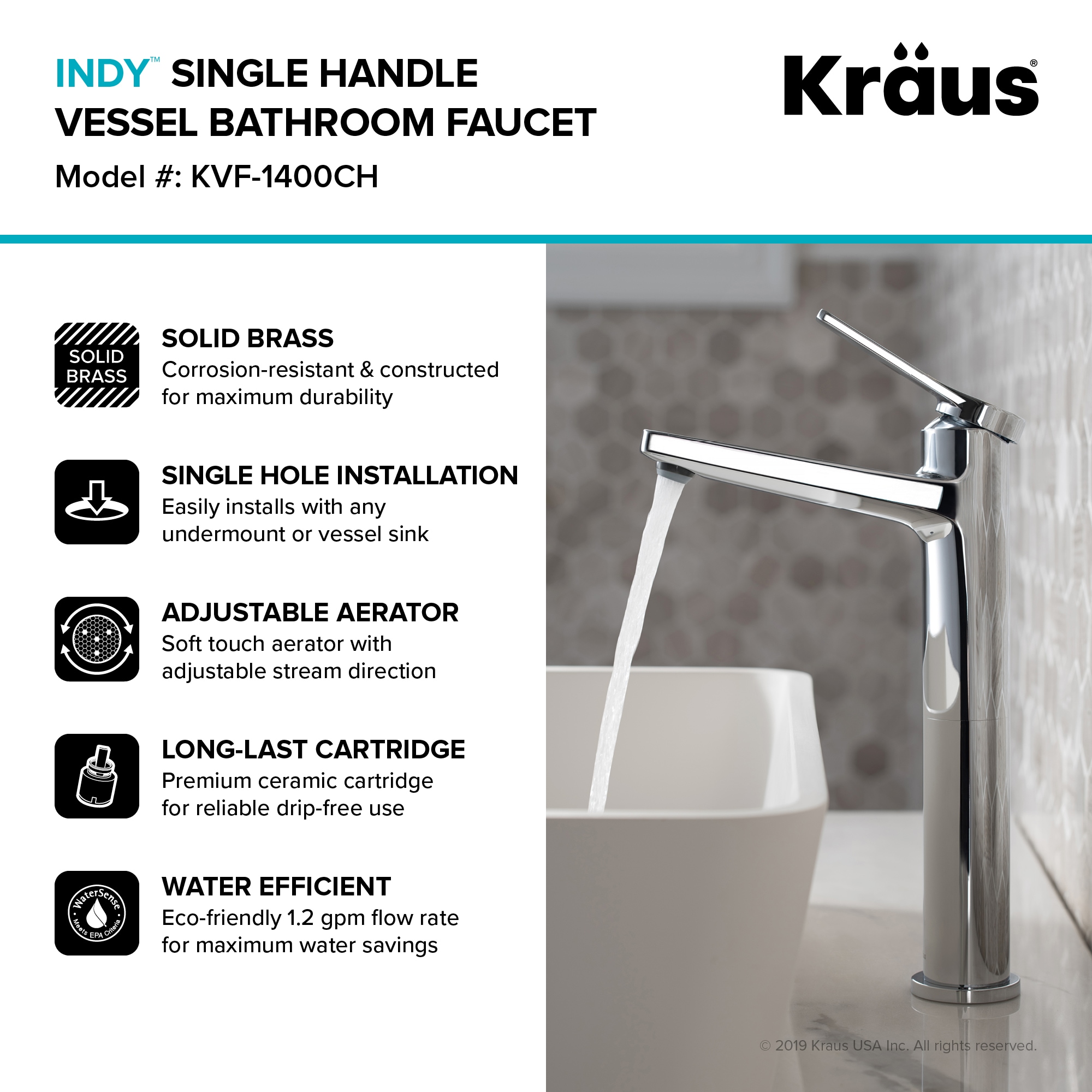 Kraus Indy Single Handle Bathroom Faucet with 24 Towel Bar Paper Holder Towel Ring and Robe Hook - Spot-Free Stainless Steel