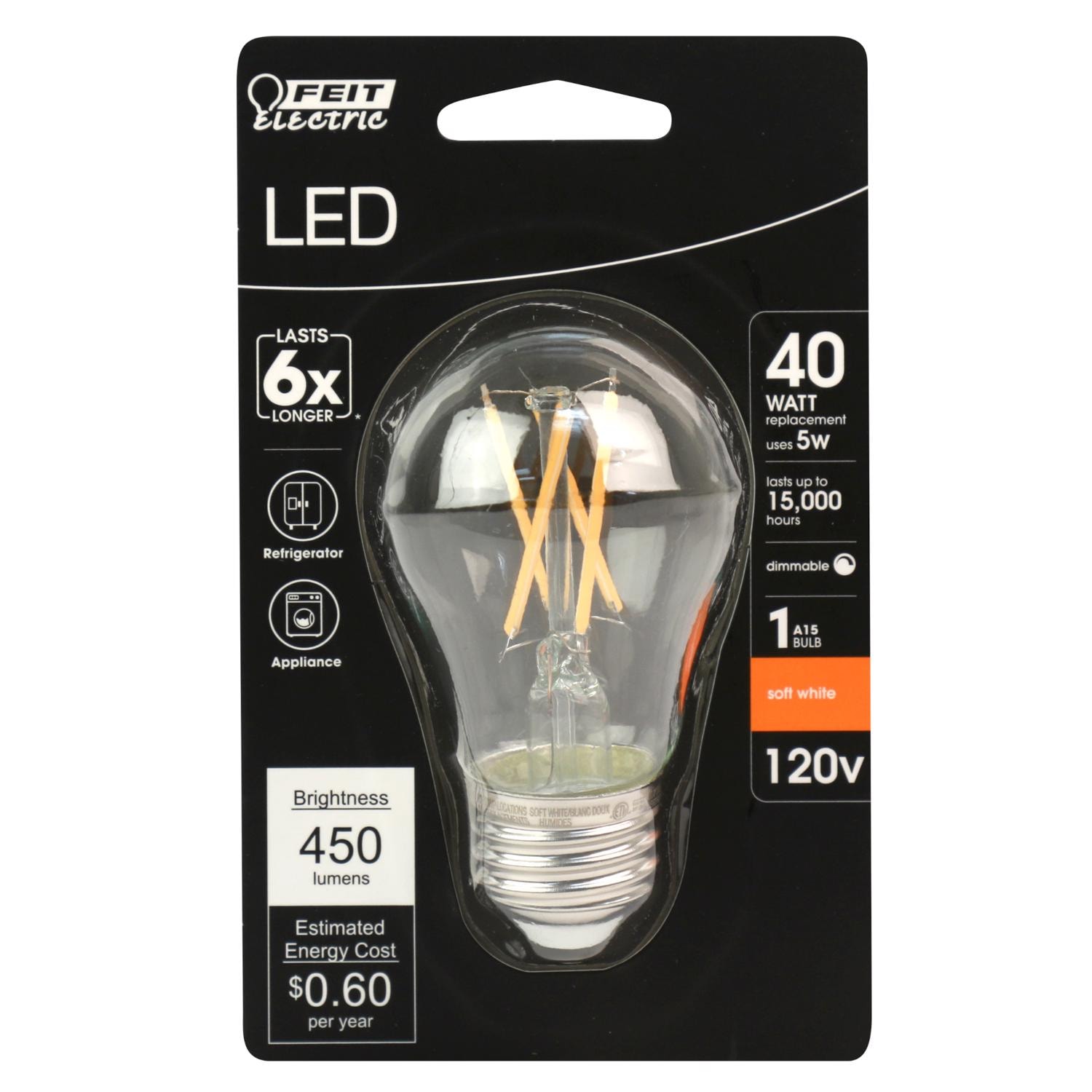 Feit Electric EJD3011895--6-1 A15 E26 Medium Filament LED Bulb Soft White 40 Watt Equivalence 1 pk Case of 6