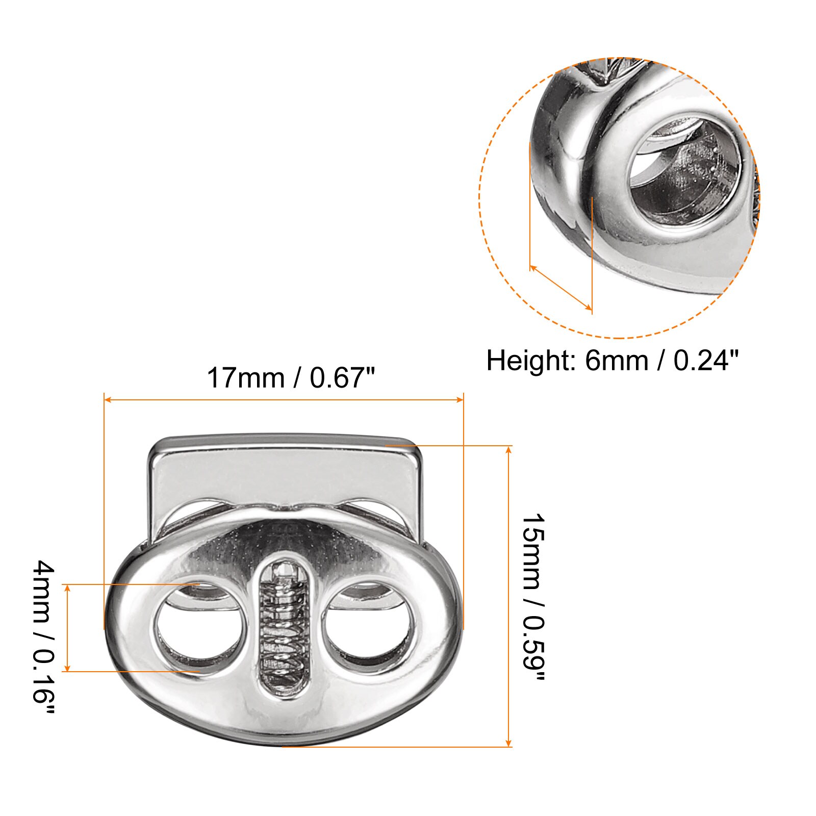 Unique Bargains Spring Cord Lock End Toggle 24pcs Double Hole Spring ...