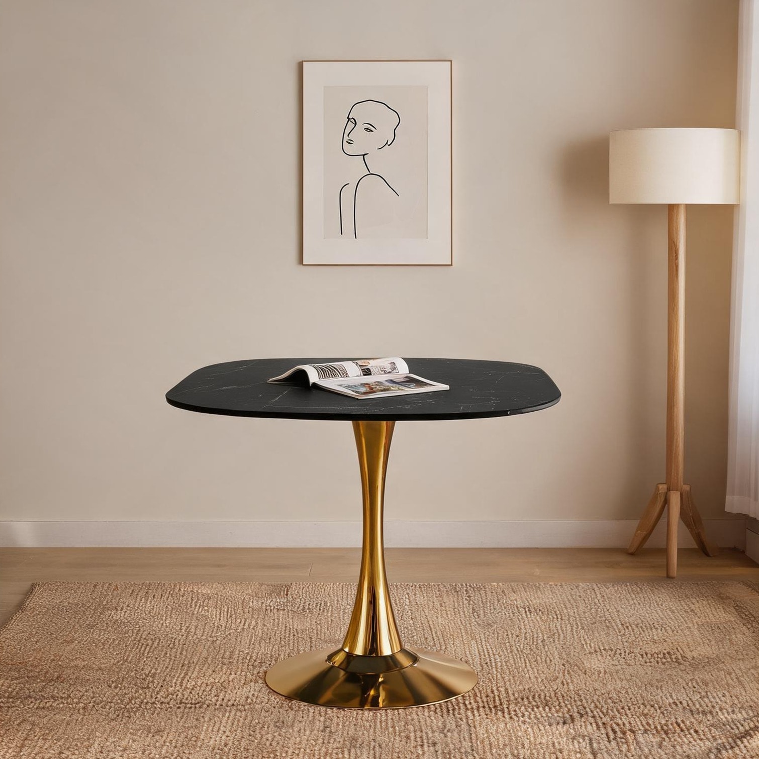 Naturefalls 31.5-Inch Square Dining Table for Small Spaces Mid-Century ...