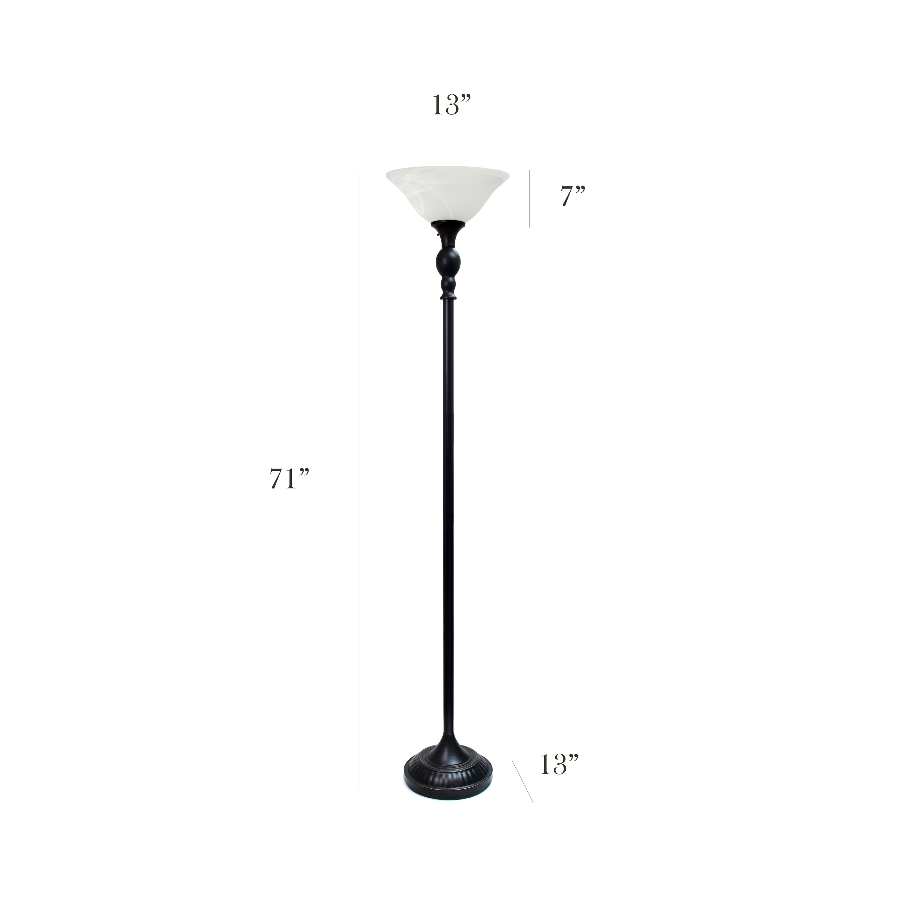Elegant designs 1 light torchiere floor lamp with marbleized white glass shade discount