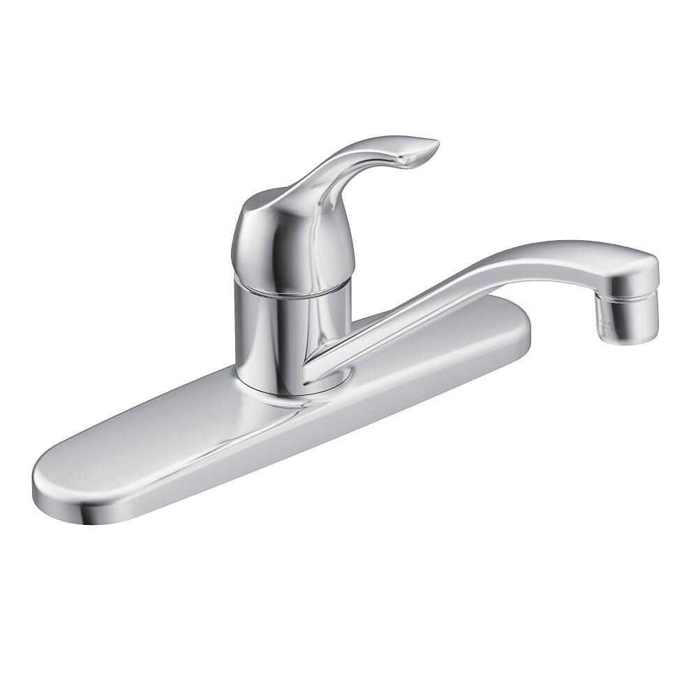 Moen Adler Chrome 1 Handle Deck Mount Low Arc Handle Kitchen Faucet Deck Plate Included In The Kitchen Faucets Department At Lowes Com