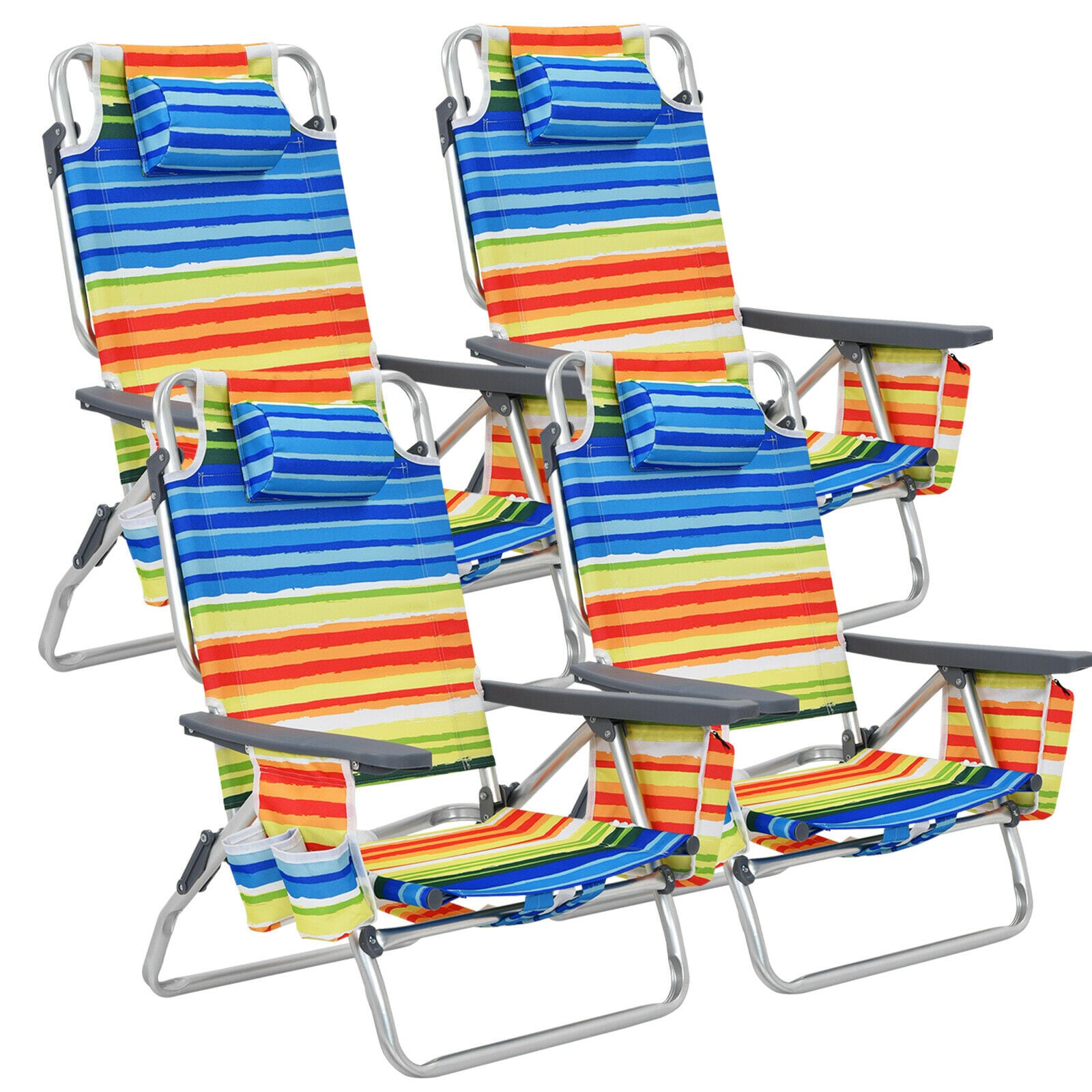 WELLFOR PVC Olefin Yellow Folding Beach Chair (Adjustable) in the