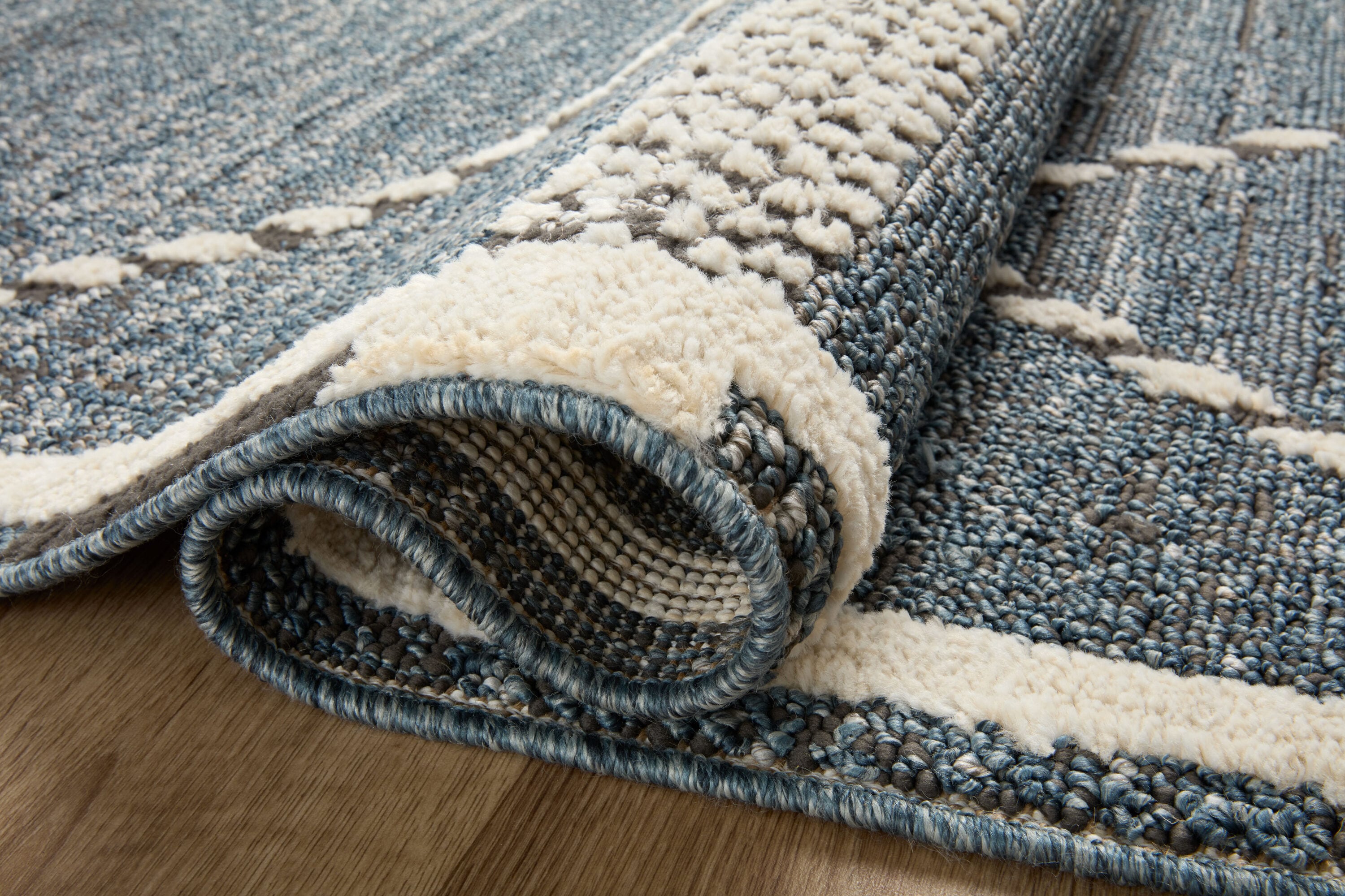 Fabian Denim and Charcoal Diamond Wool Area Rug 2'-7" x 12'-0"