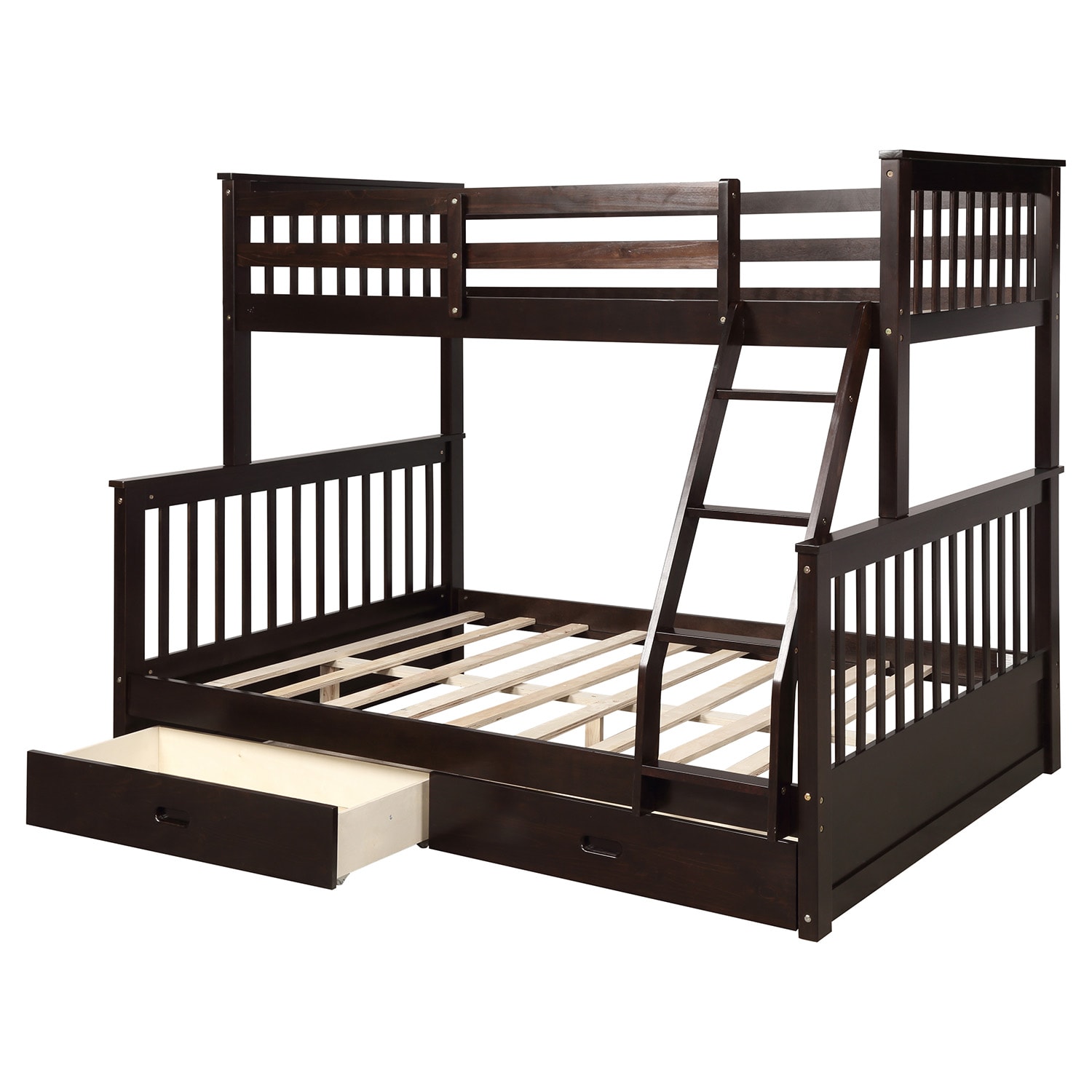 CASAINC LY-LP000065PAA Bunk bed Espresso Twin Over Full Bunk Bed