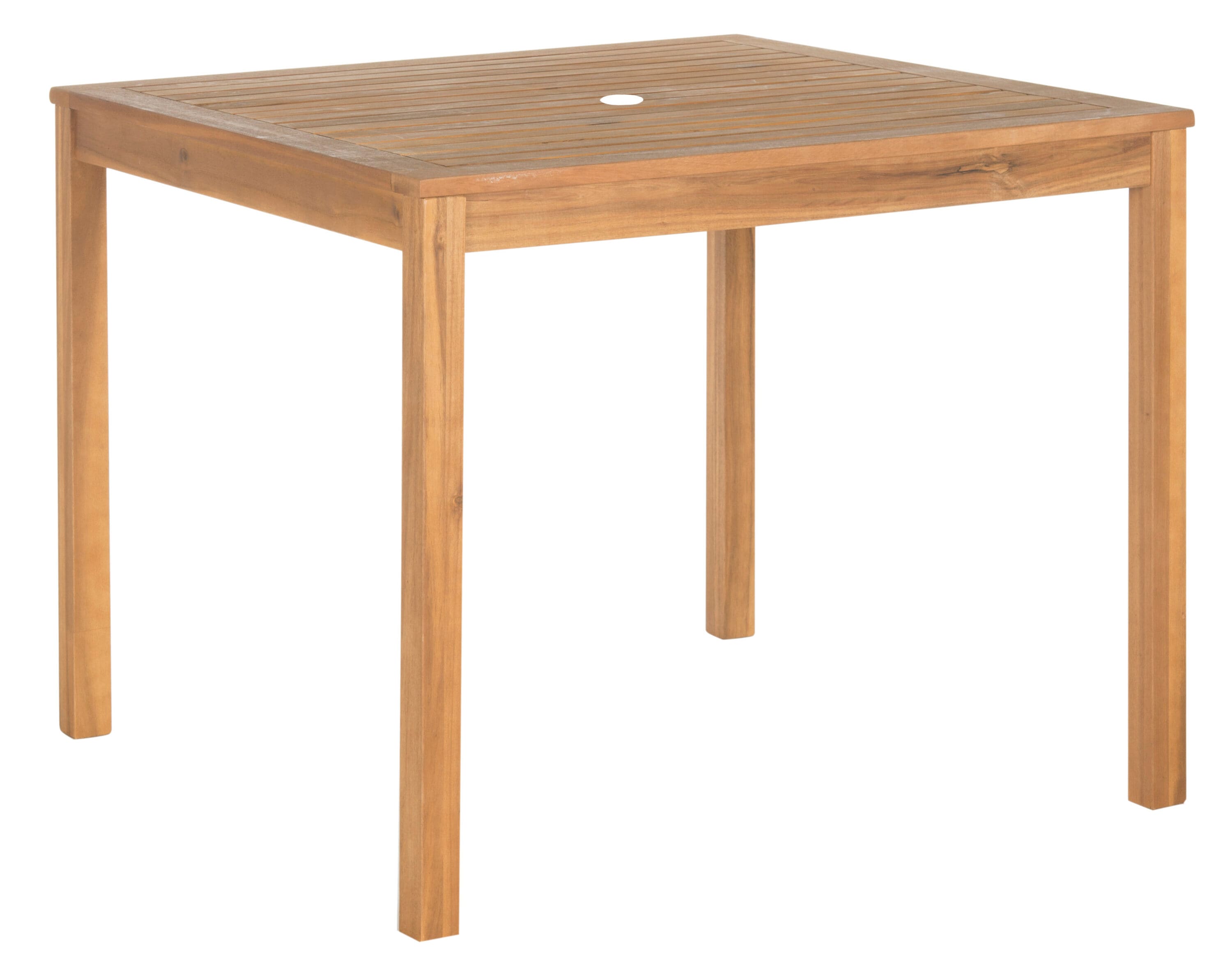 Safavieh PAT6721A Montclair 5 -Piece Natural Patio Dining Set Wood Square Table with 4 Tan Cushions Stationary Chairs