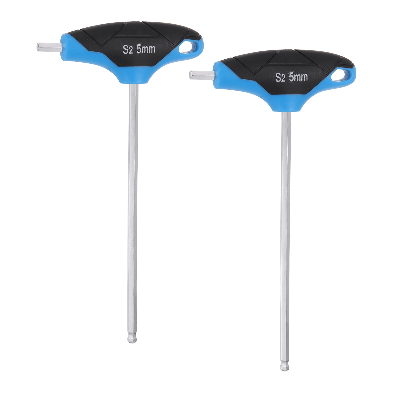 Harfington 2pcs T-Handle Ball End Hex Key Wrench 5mm Metric S2 Steel T-Key Inner Hexagon Wrenches Spanner Repair Tool for Automotive Household Maintenance Blue Black #S26051200UX3290