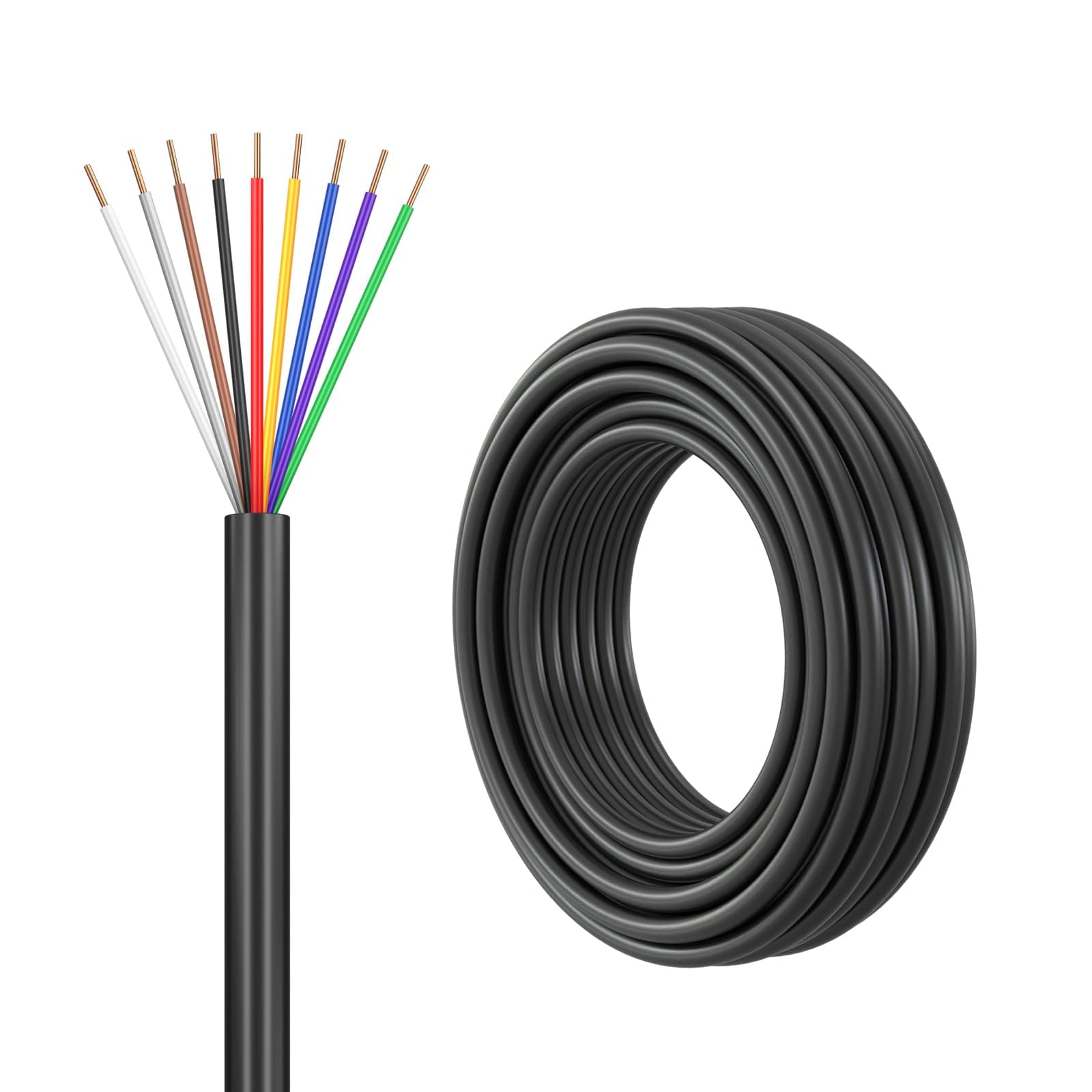 Aoibox -  30 ft 18 9 Solid Copper UV Resistant PVC Jacket Sprinkler Control Wire for Up to 8 Valv...