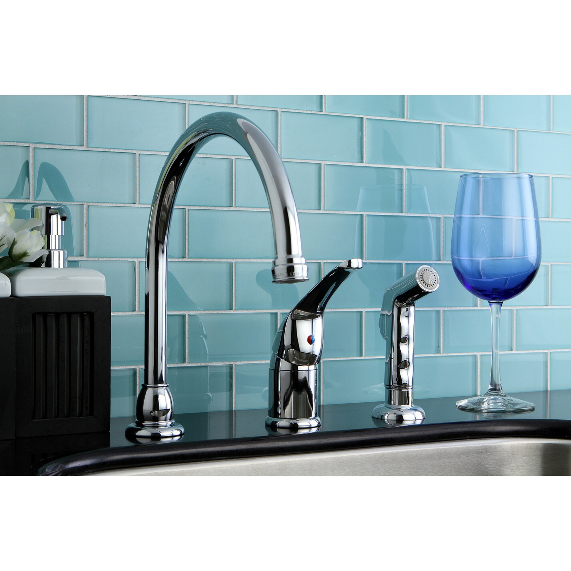 Elements of Design EB821 Chrome Single Handle Deck-mount Kitchen Faucet (Includes Side Sprayer)