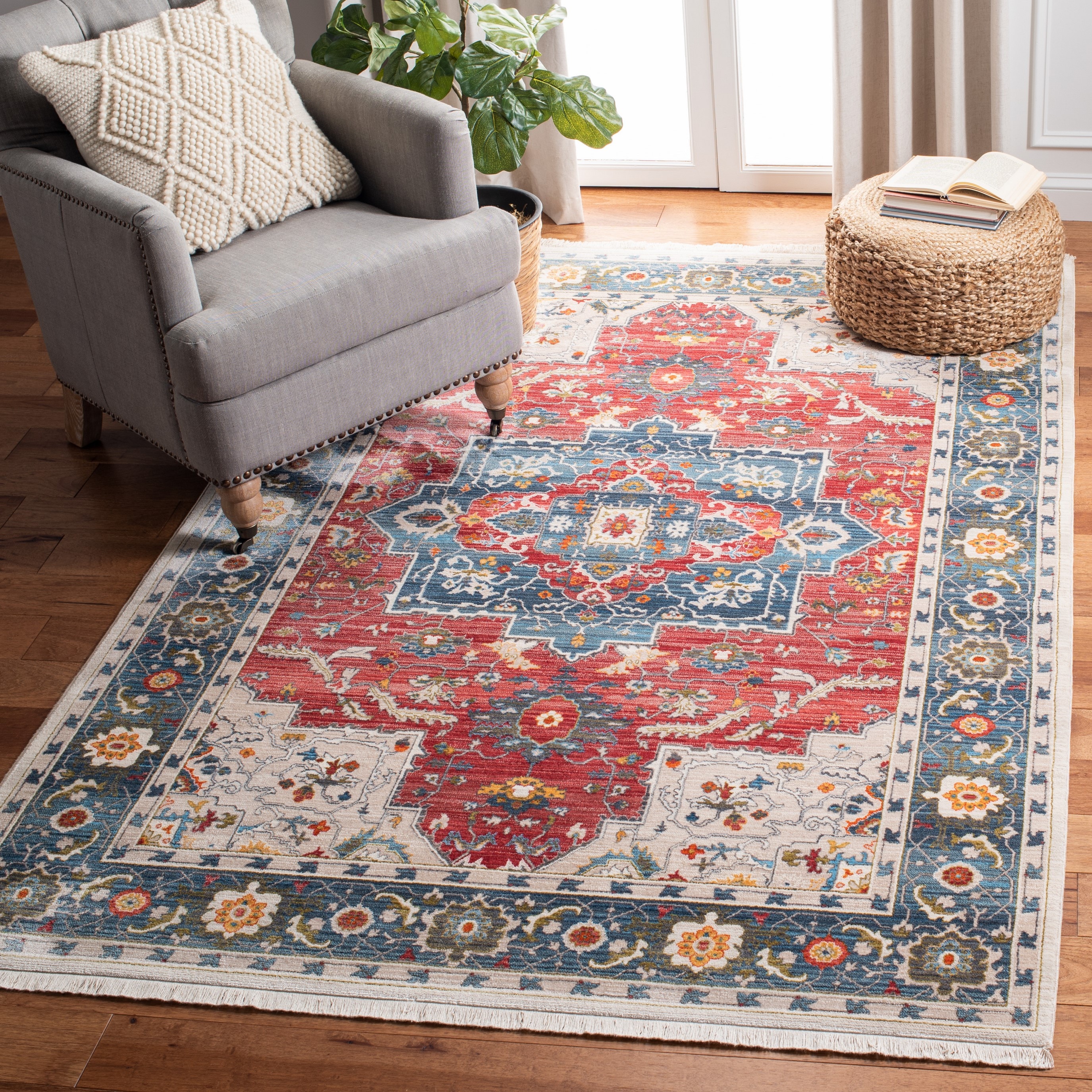 Distressed Antique Persian Overdyed Rug with Modern Rustic