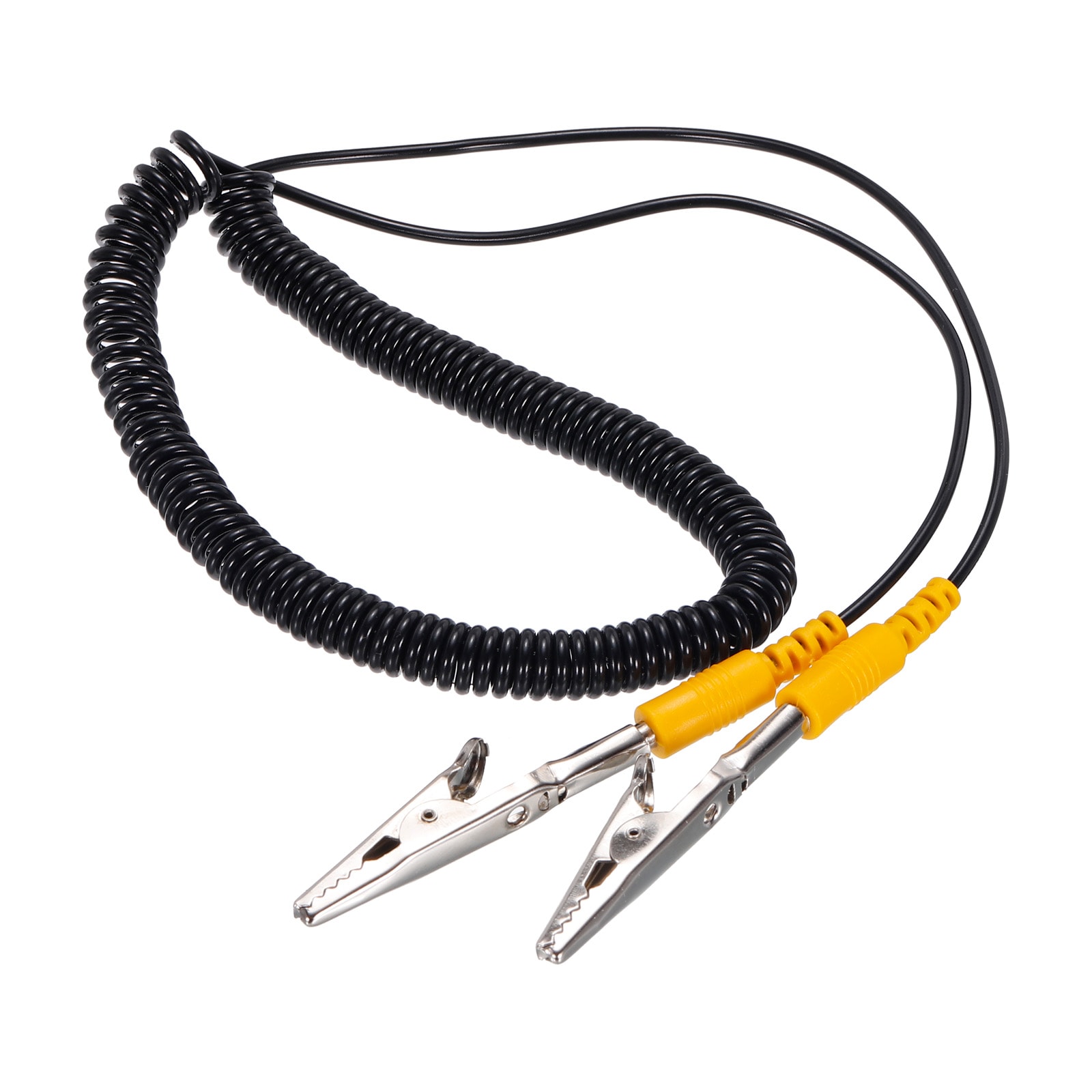 Unique Bargains ESD Grounding Cable Cord with Alligator Clip 3.0m/118inch Yellow Anti-Static Ground Wire Elastic Cable Clip for Eliminating Conductor Electrostatic