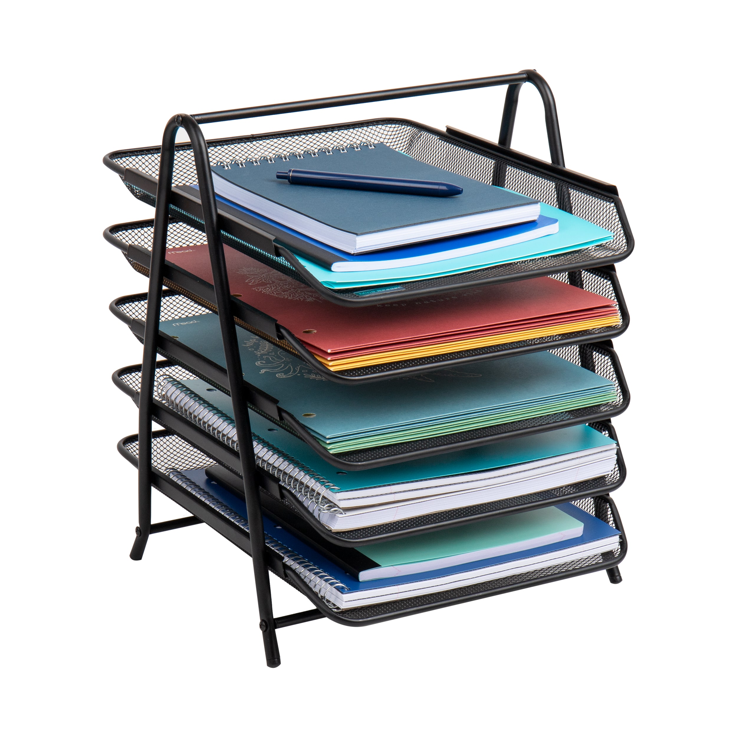 Mind Reader 5TPAPER-BLK 5-Compartment Black Metal Letter Tray