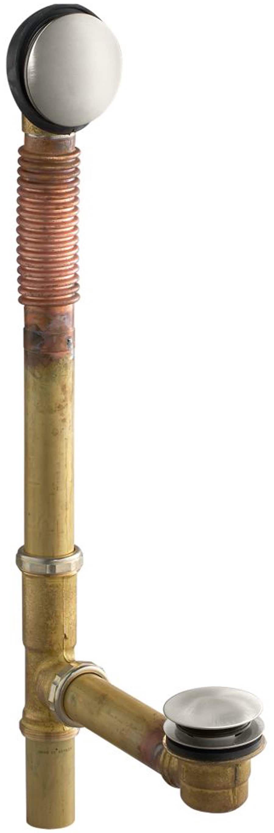 KOHLER 7259-BN 1-1/2-in Vibrant Brushed Nickel Clearflo Vibrant Brushed Nickel Foot lock Drain with Brass Pipe Included