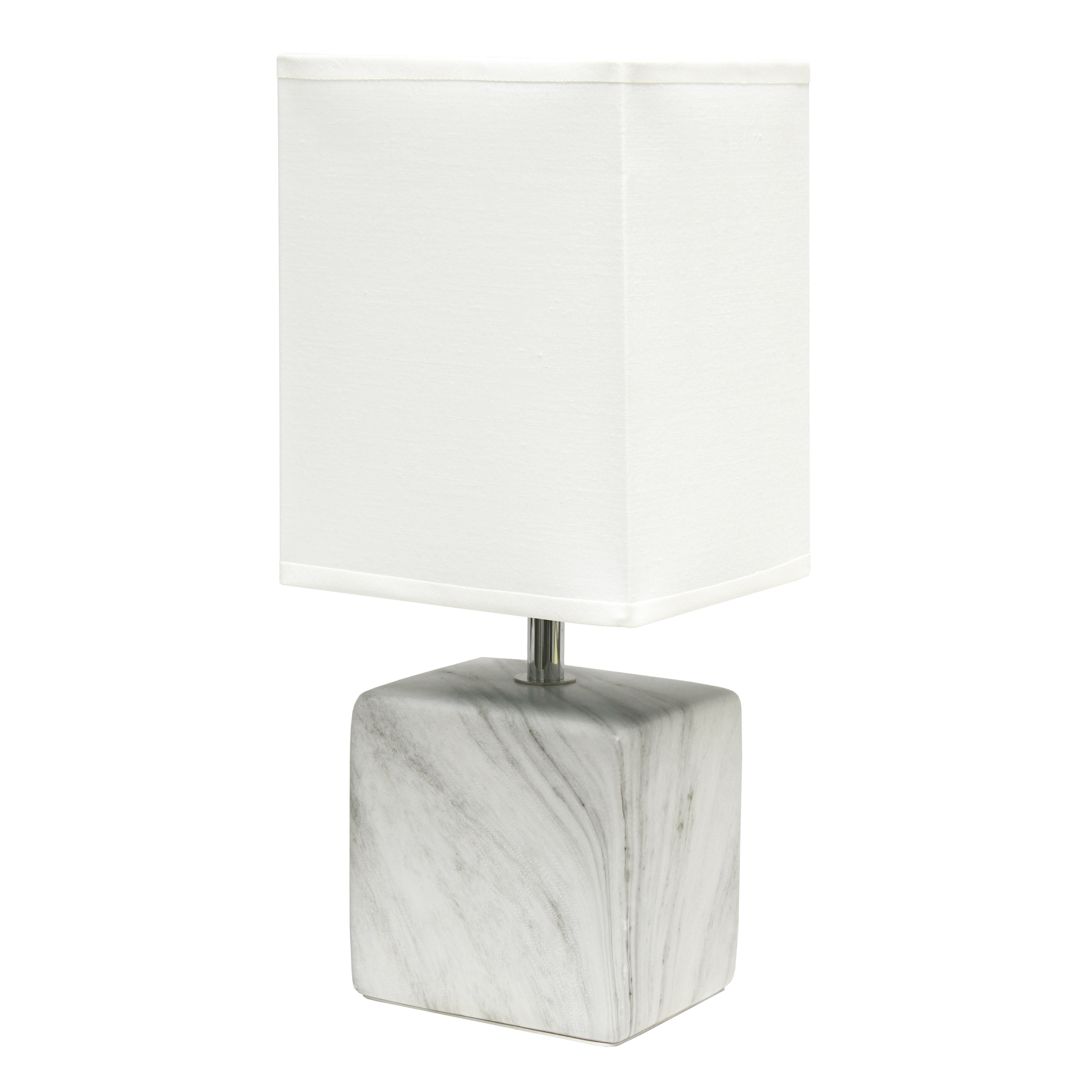 Simple Designs LT6003-WOW 11.81-in White/White Shade LED On/Off switch Table Lamp with Fabric Shade