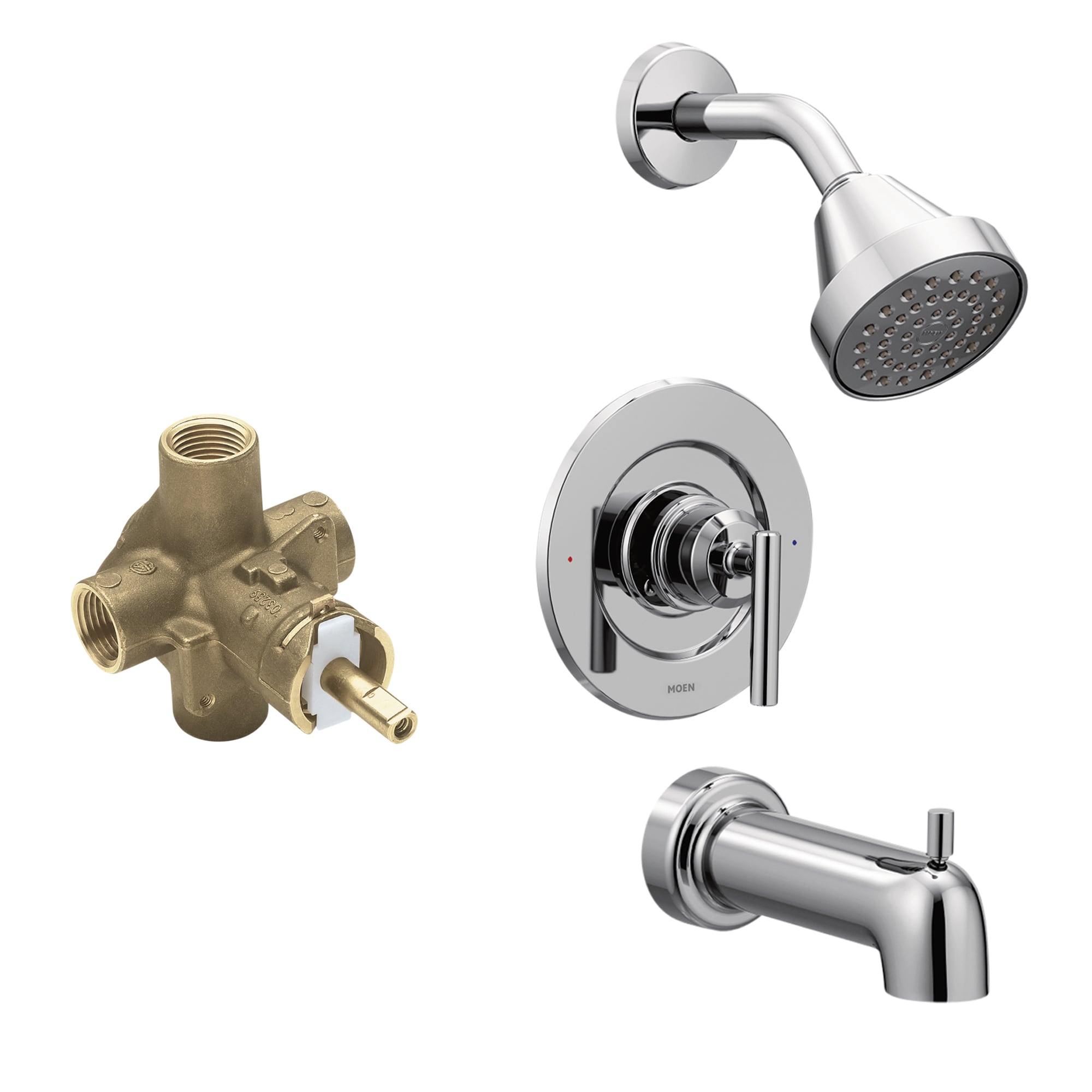 Moen Gibson Single-Handle Posi-Temp Tub and Shower Faucet Trim Kit in Chrome with Valve