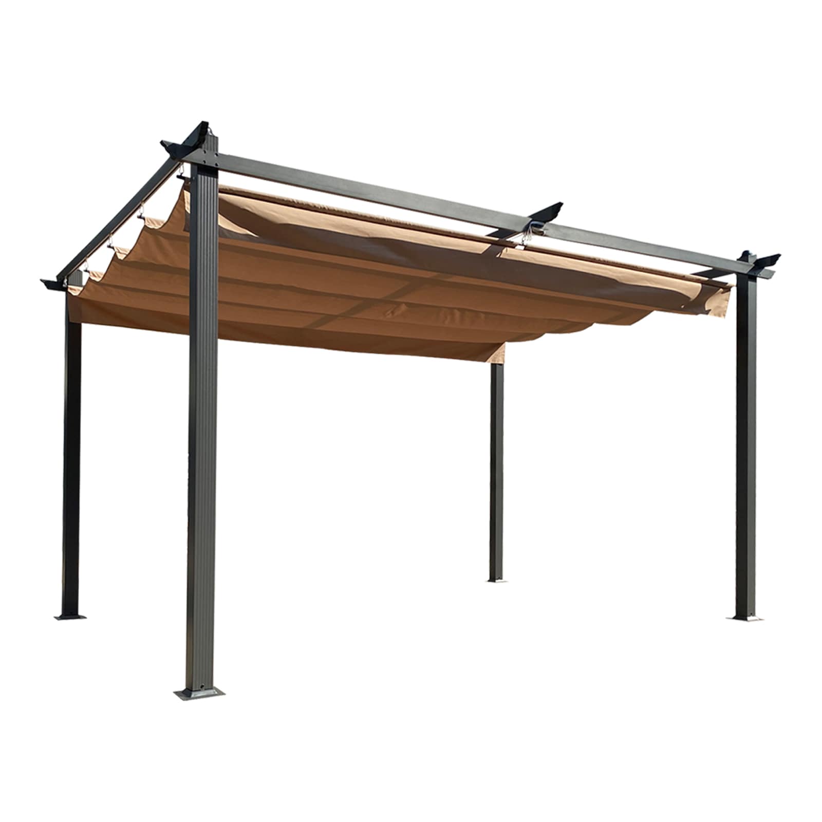 Canopy Sun shelter Pergola 10-ft W x 13-ft L x 7-ft 11-1/4-in H Beige Metal Freestanding Pergola with Canopy Polyester | - Maocao Hoom MZH67150