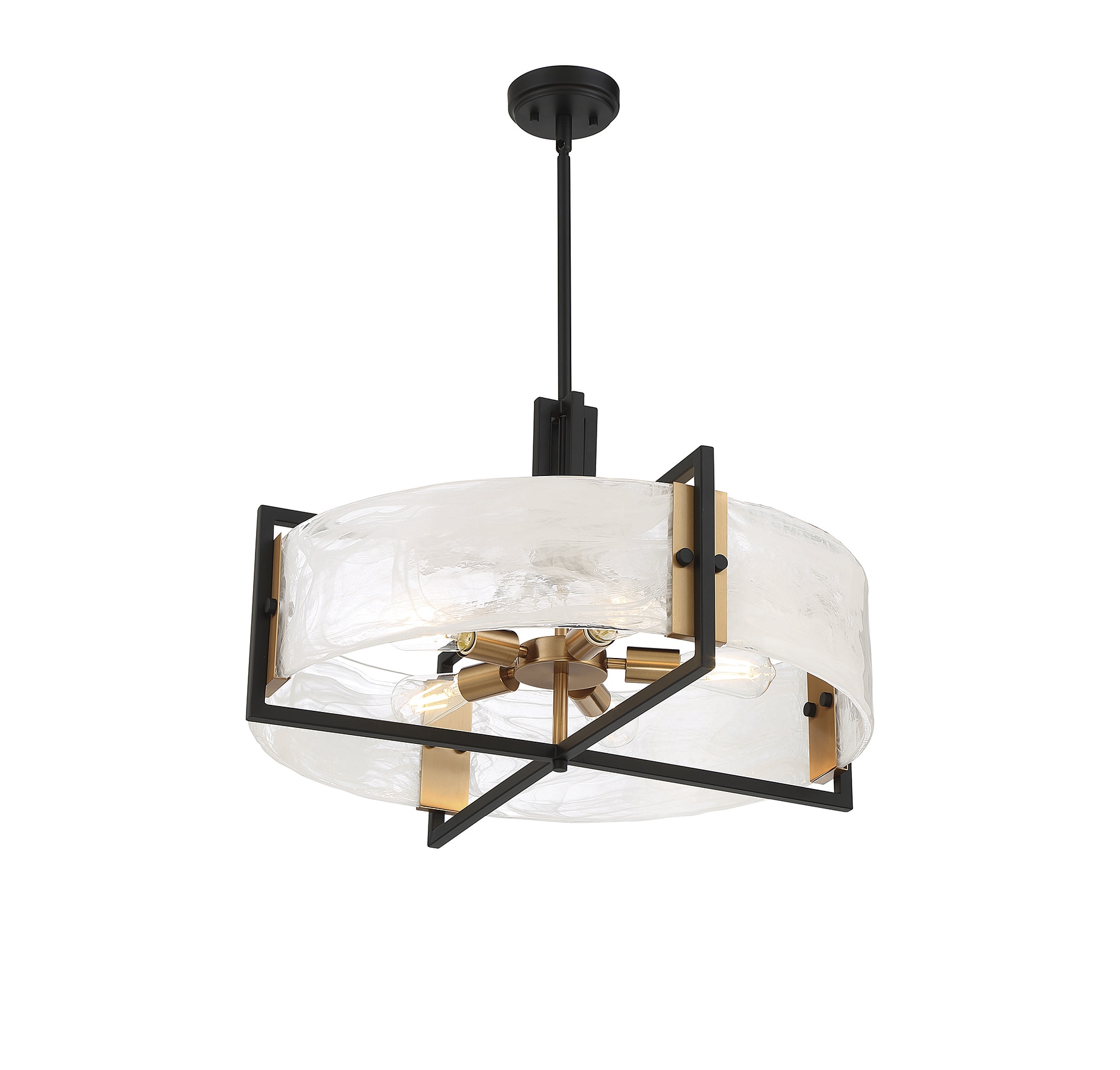 Hayward 5-Light Matte Black and Brass Pendant with Glass Shade