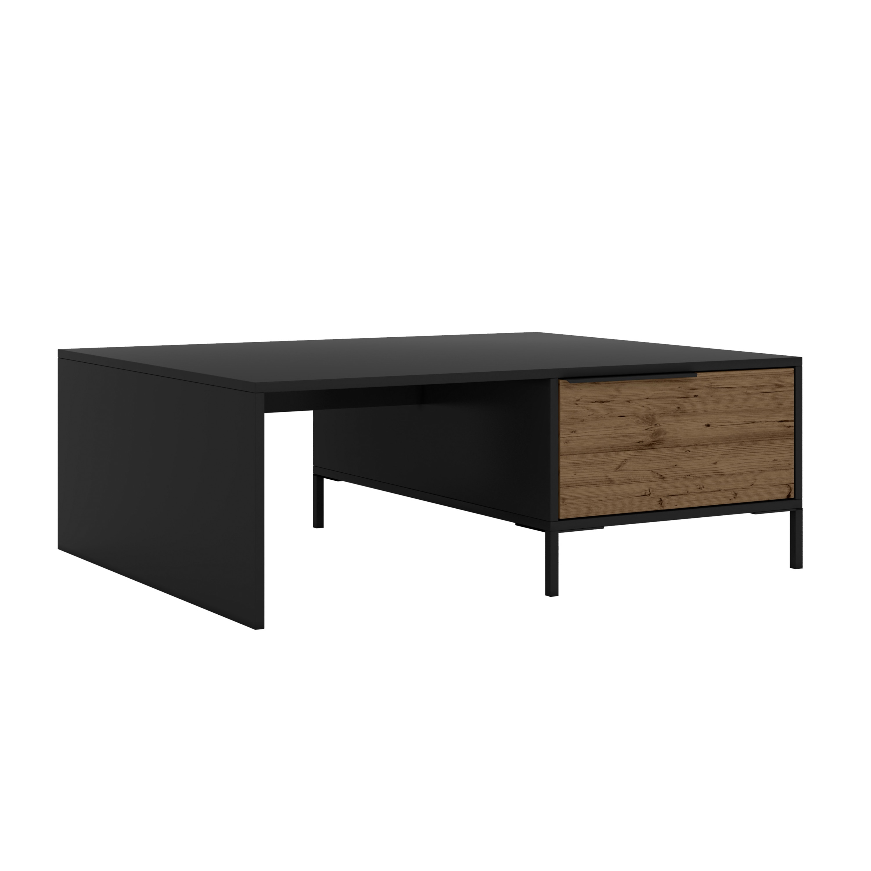 Benzara UPT-225264 Black Wood Modern Coffee Table with Storage