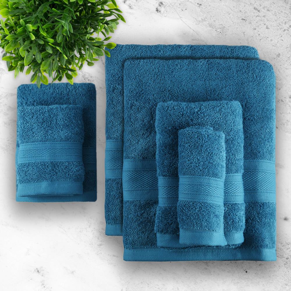  10003 6-Piece Teal Cotton Bath Towel Set (Feather Touch)