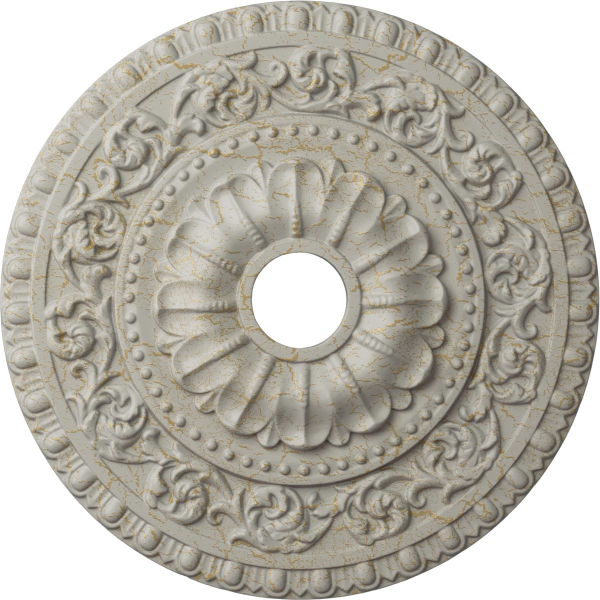 Ekena Millwork CM23VAPCC Vaduz 23.5-in W x 23.5-in L Painted Pot Of Cream Crackle Polyurethane Whole Ceiling Medallion