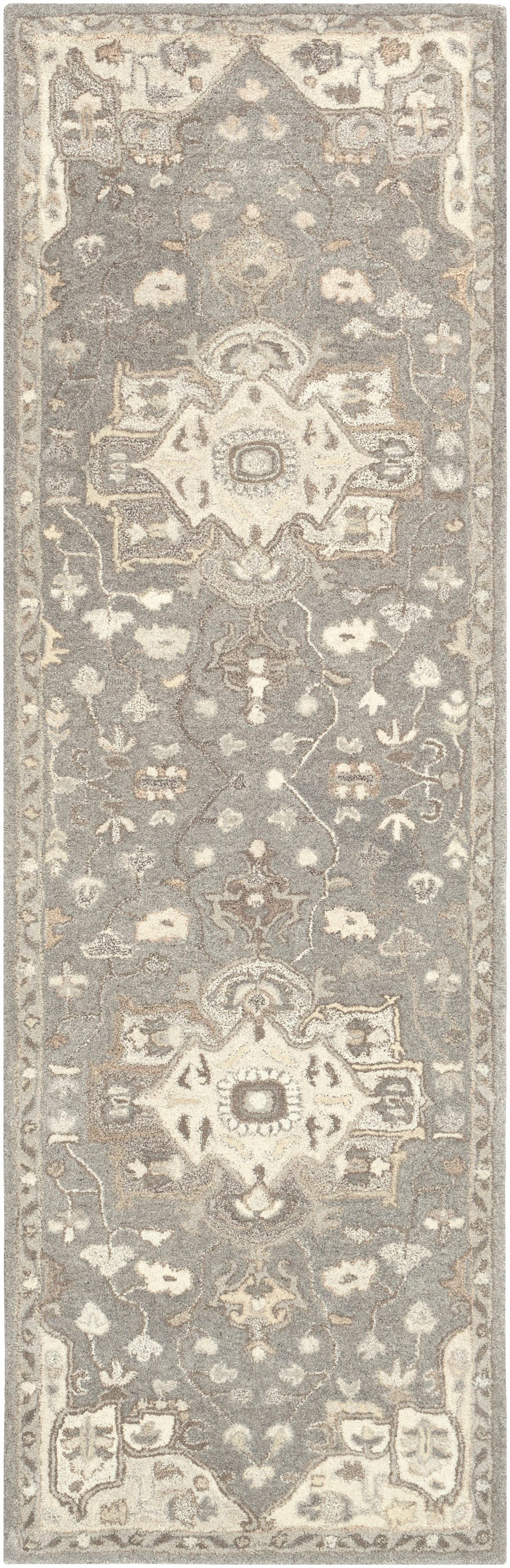 Livabliss CAE1196-312 Caesar 3 x 12 (ft) Tufted Wool Taupe Rectangular Indoor Medallion Oriental Runner rug