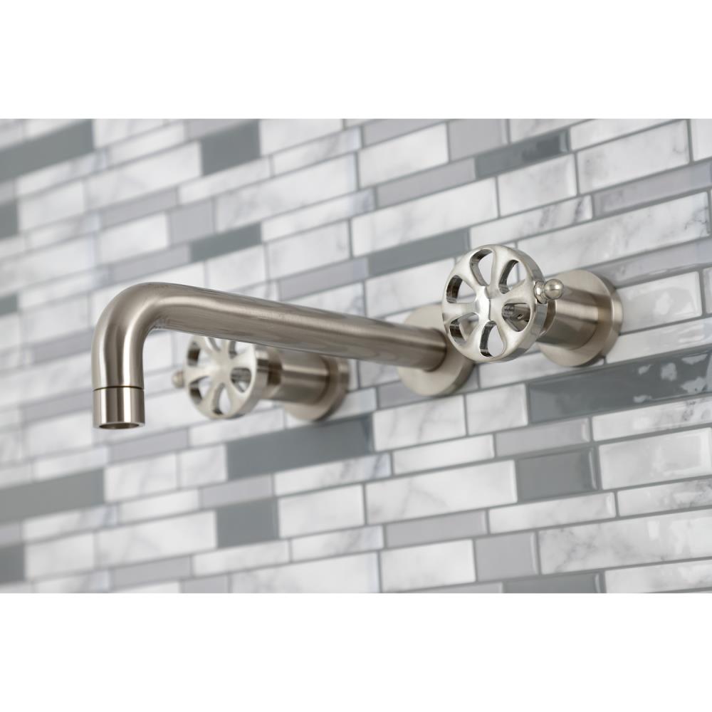Kingston Brass WLKS8028RX Belknap Brushed nickel 2-handle Wall-mount Low-arc Bathtub Faucet ( Valve Included )