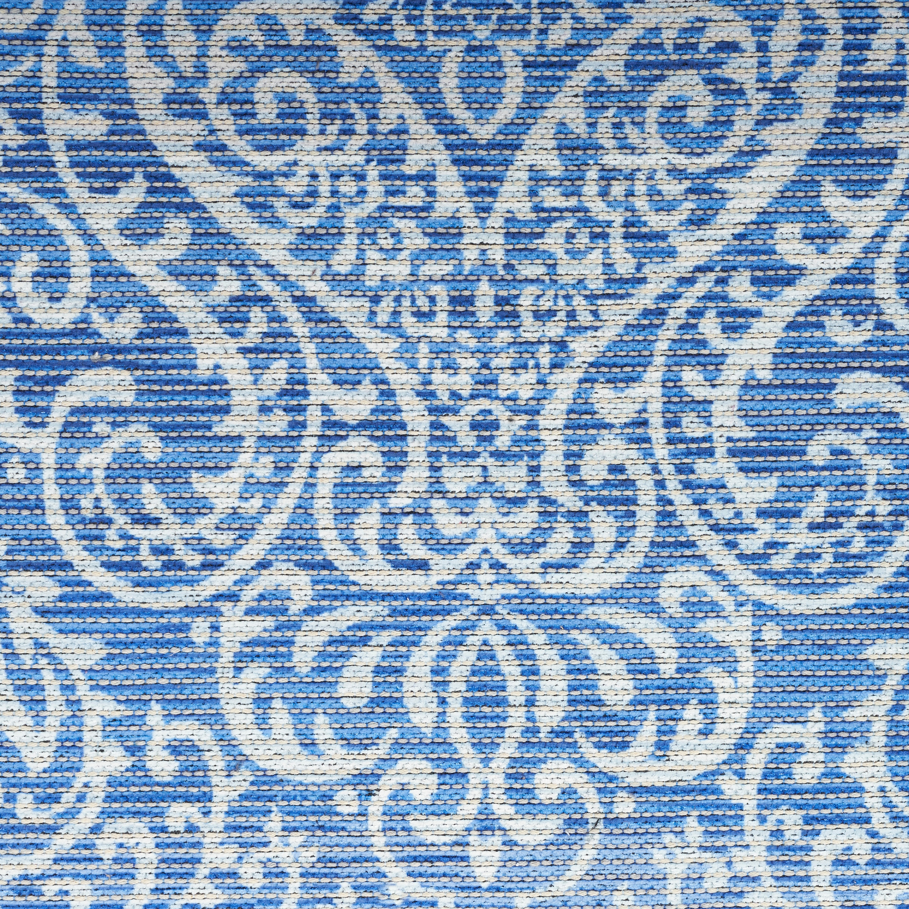 Waverly Blue Damask Washable Synthetic Area Rug, 8' x 10'