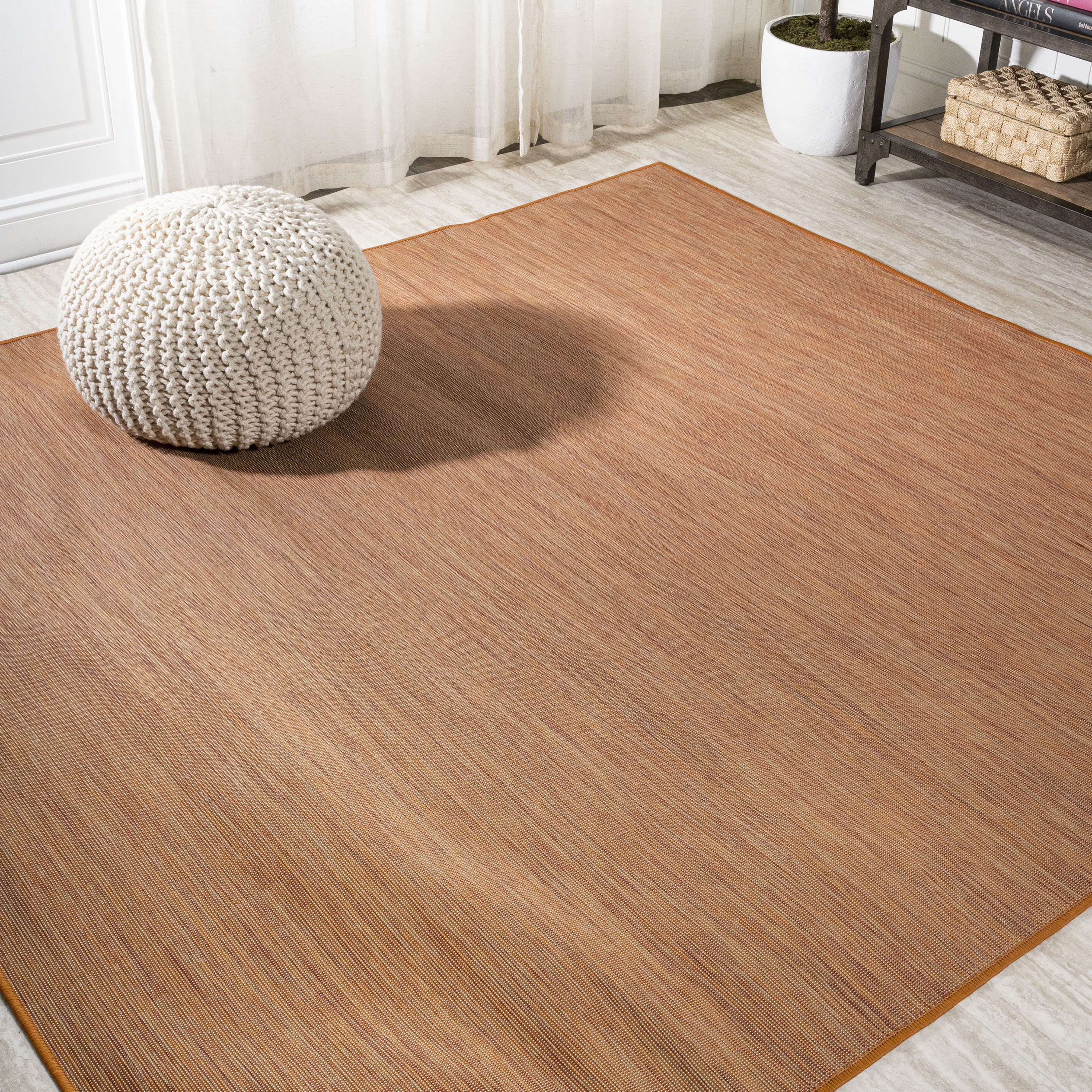JONATHAN  Y TSN100C-6SQ TUSCAN SUN Ethan Flatweave 6 x 6 (ft) Loomed Polypropylene Orange Square Indoor/Outdoor Solid Coastal Area rug