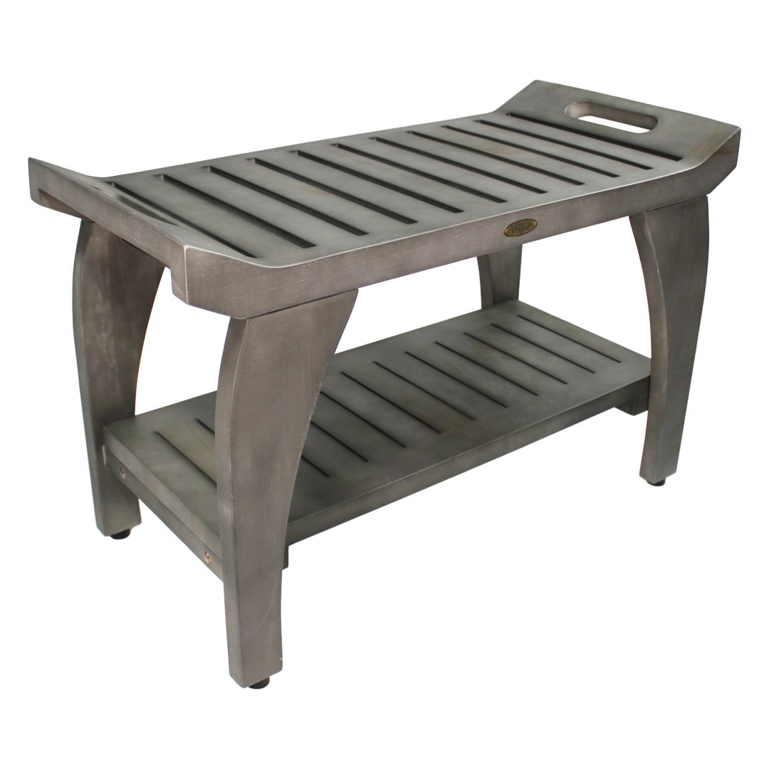 CoastalVogue GR123-L Antique Gray Teak Freestanding Shower bench