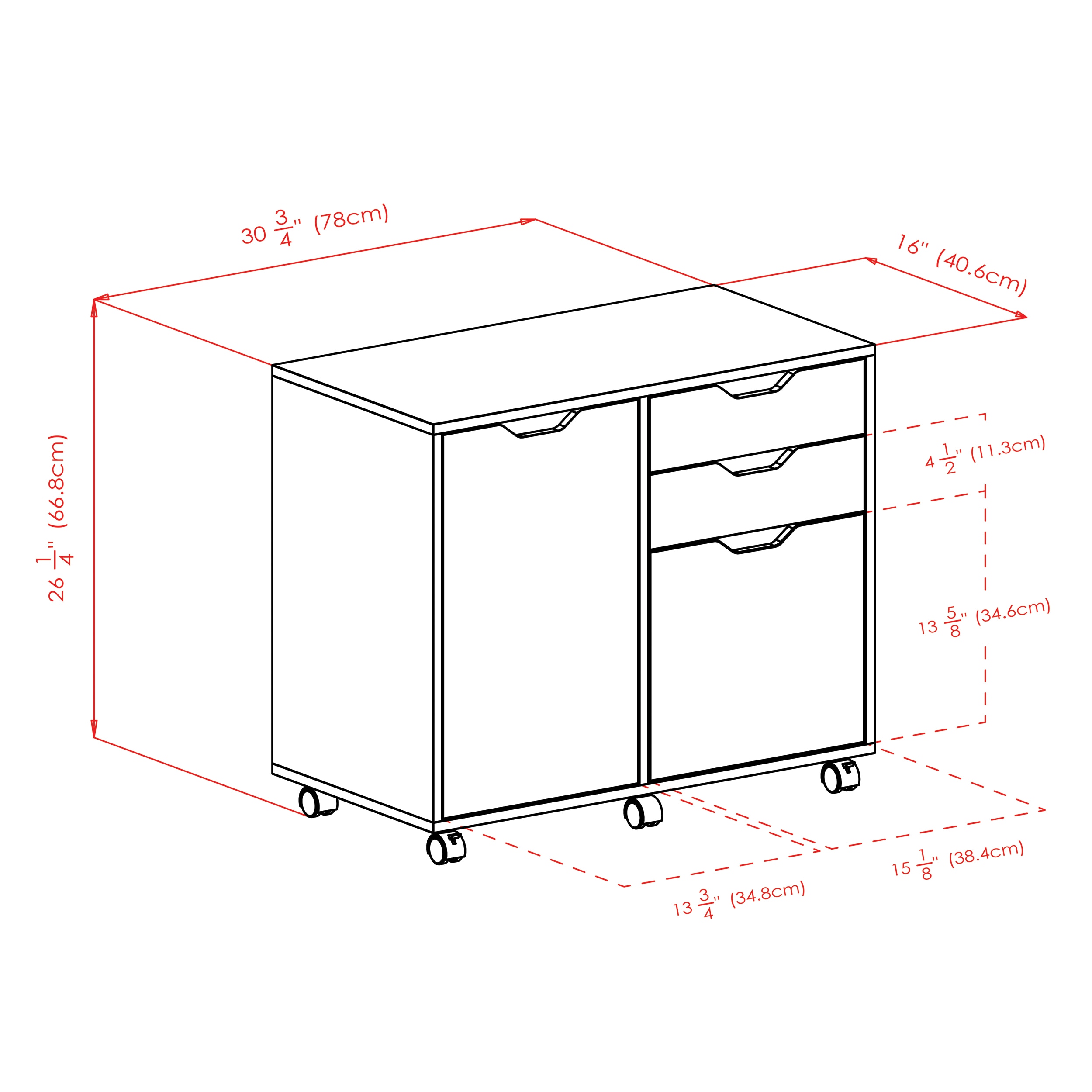 Halifax Black Mobile Filing Cabinet with 2 Drawers and Lock