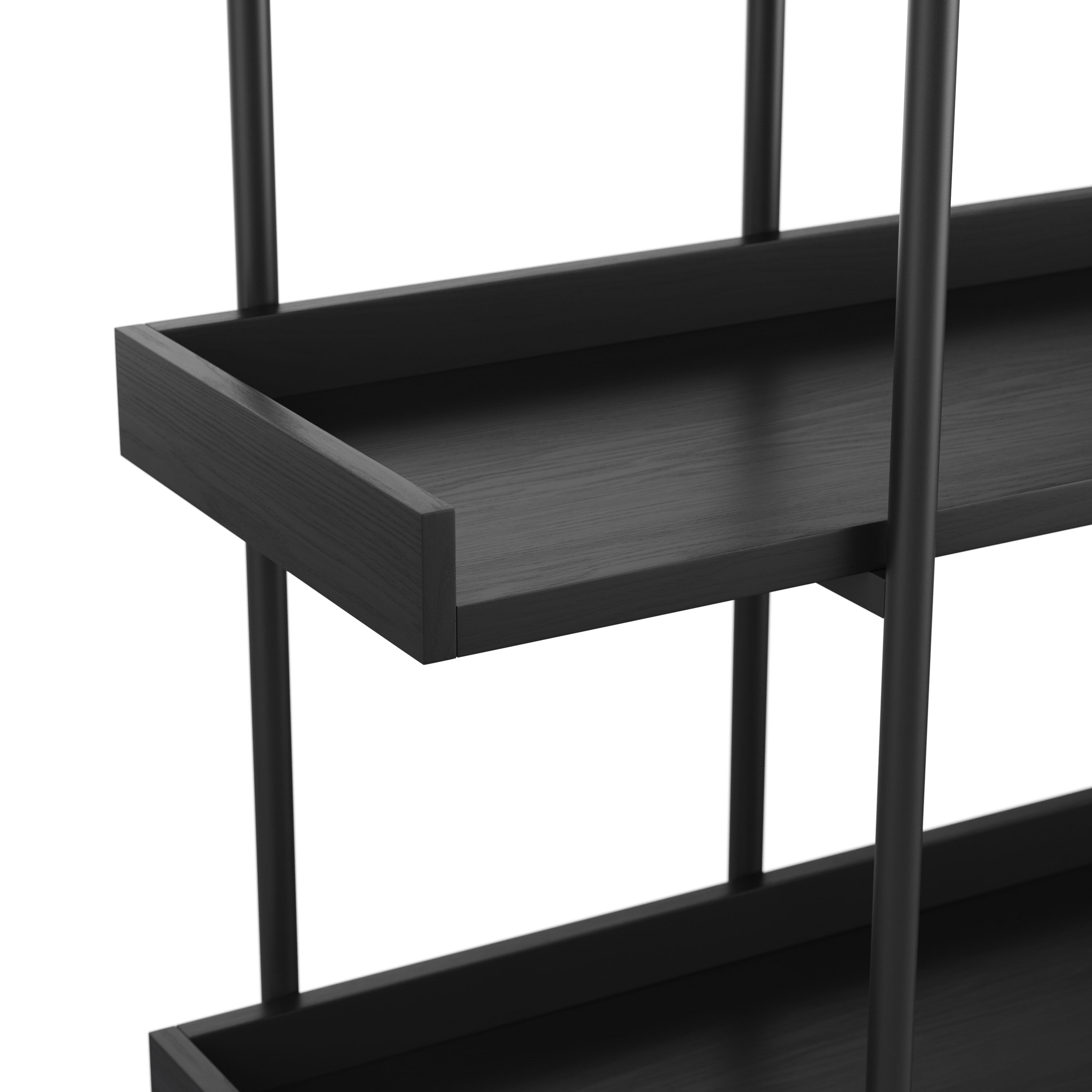 Black Wood Grain 3-Shelf Bookcase with Oil Rubbed Bronze Frame