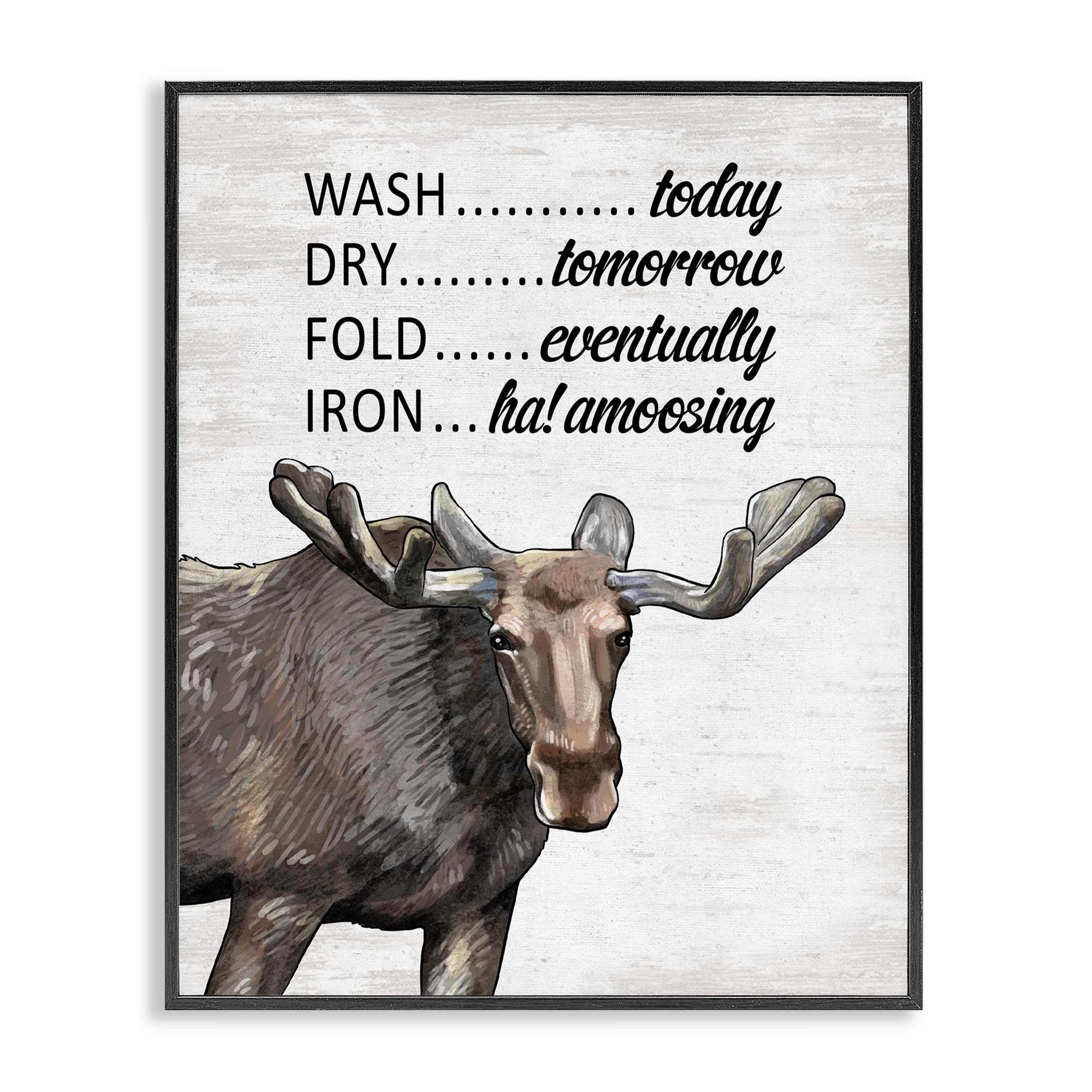 Stupell Industries -  Funny No Ironing Laundry Black Framed Giclee Art By Lettered and Lined 16 x 20