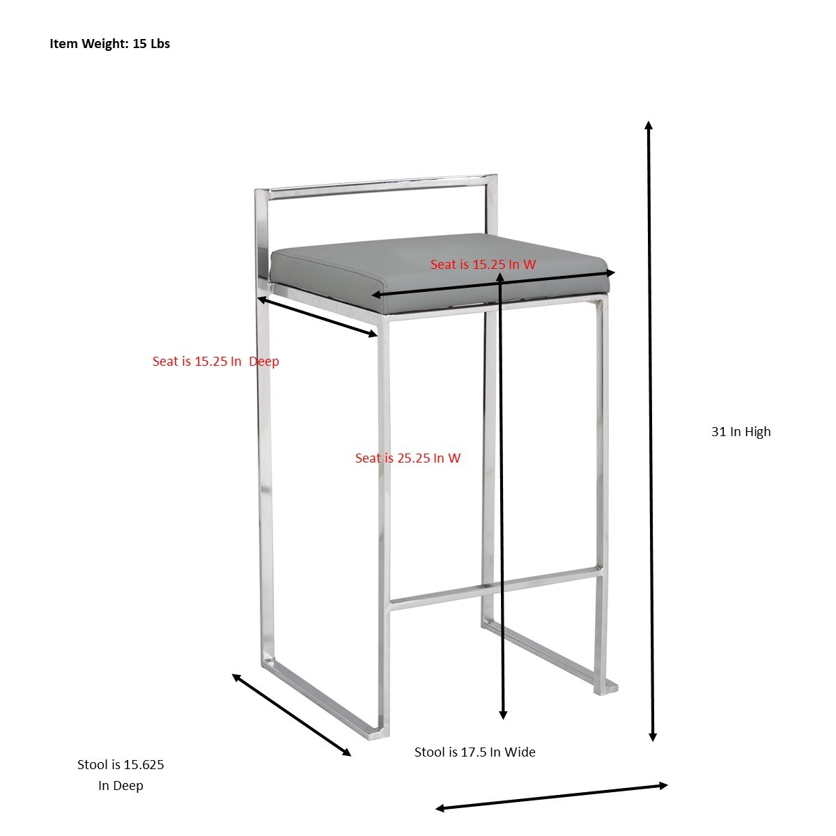 Lucien 25.25" Gray Metal Backless Counter Stool