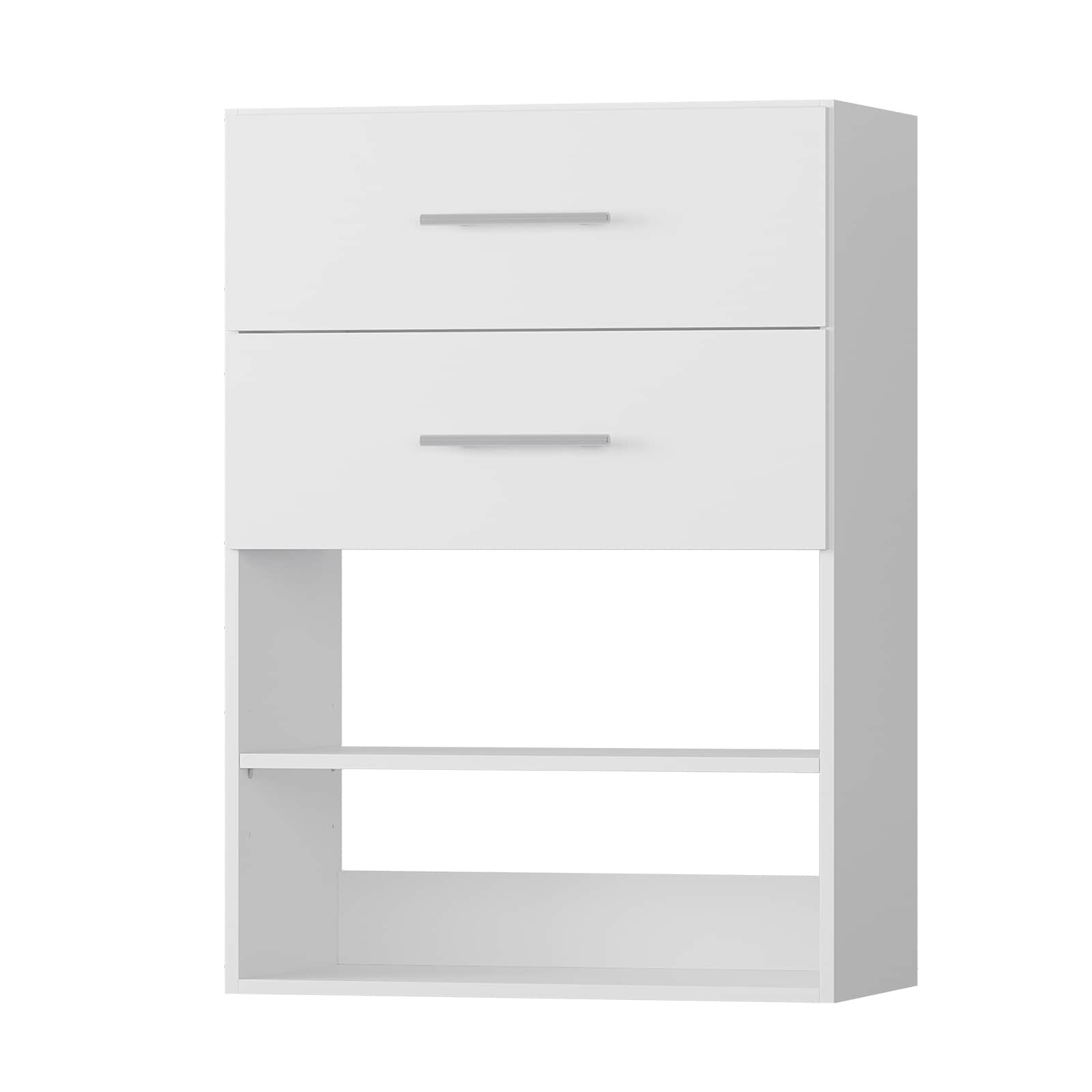 LOVMOR 31.5 in. W White Short Tower Unit 1-Shelf Wood Built In Closet Organizer Unit Wood Closet System with 2 Drawers #SF-Y-YMG05-32-W