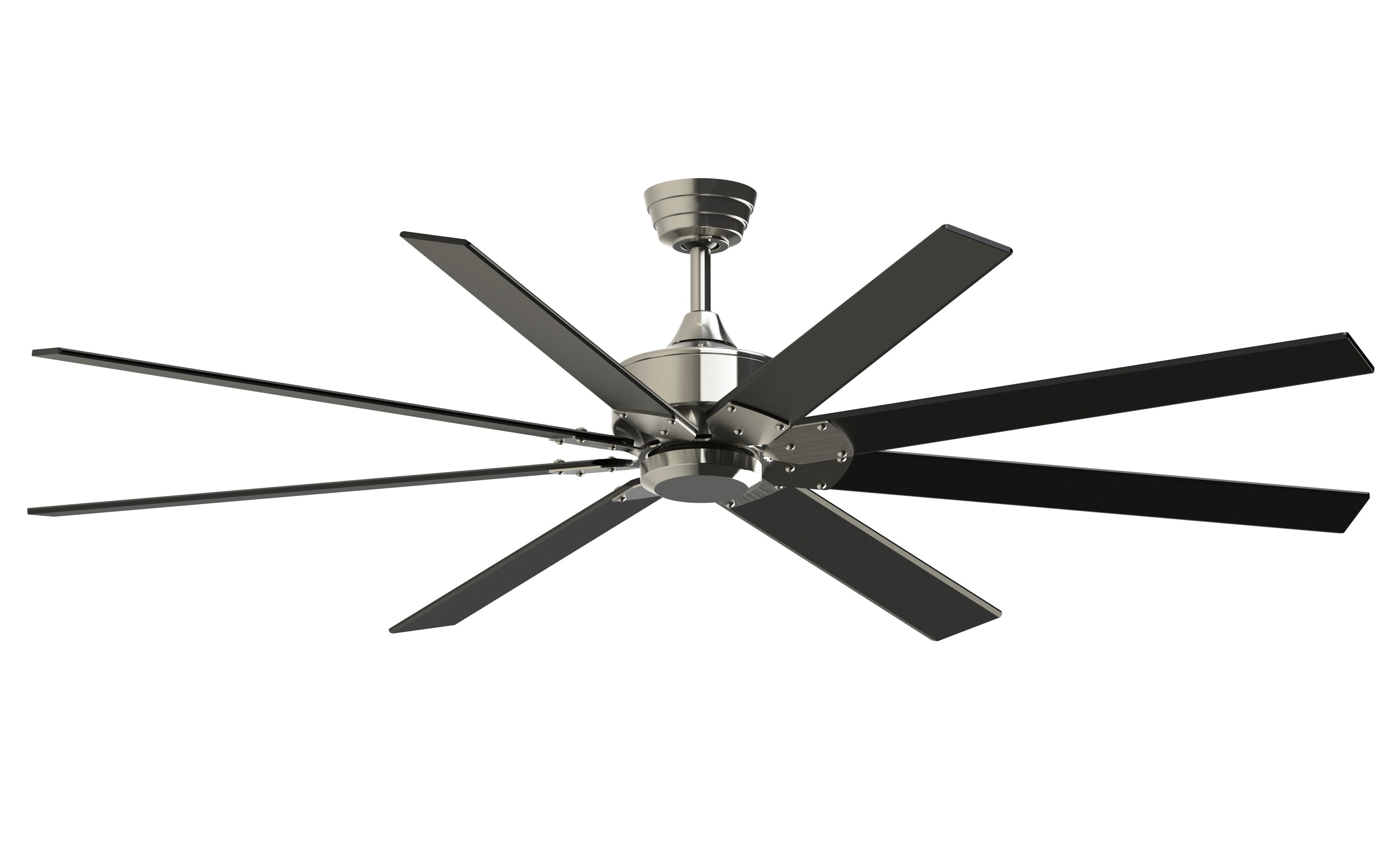 Fanimation Levon Custom 72-in Brushed Nickel with Black Blades Indoor/Outdoor Smart Ceiling Fan Light Kit Compatible and Remote (8-Blade) FPD7912BBN-72BL Sansujyuku sansujyuku.com