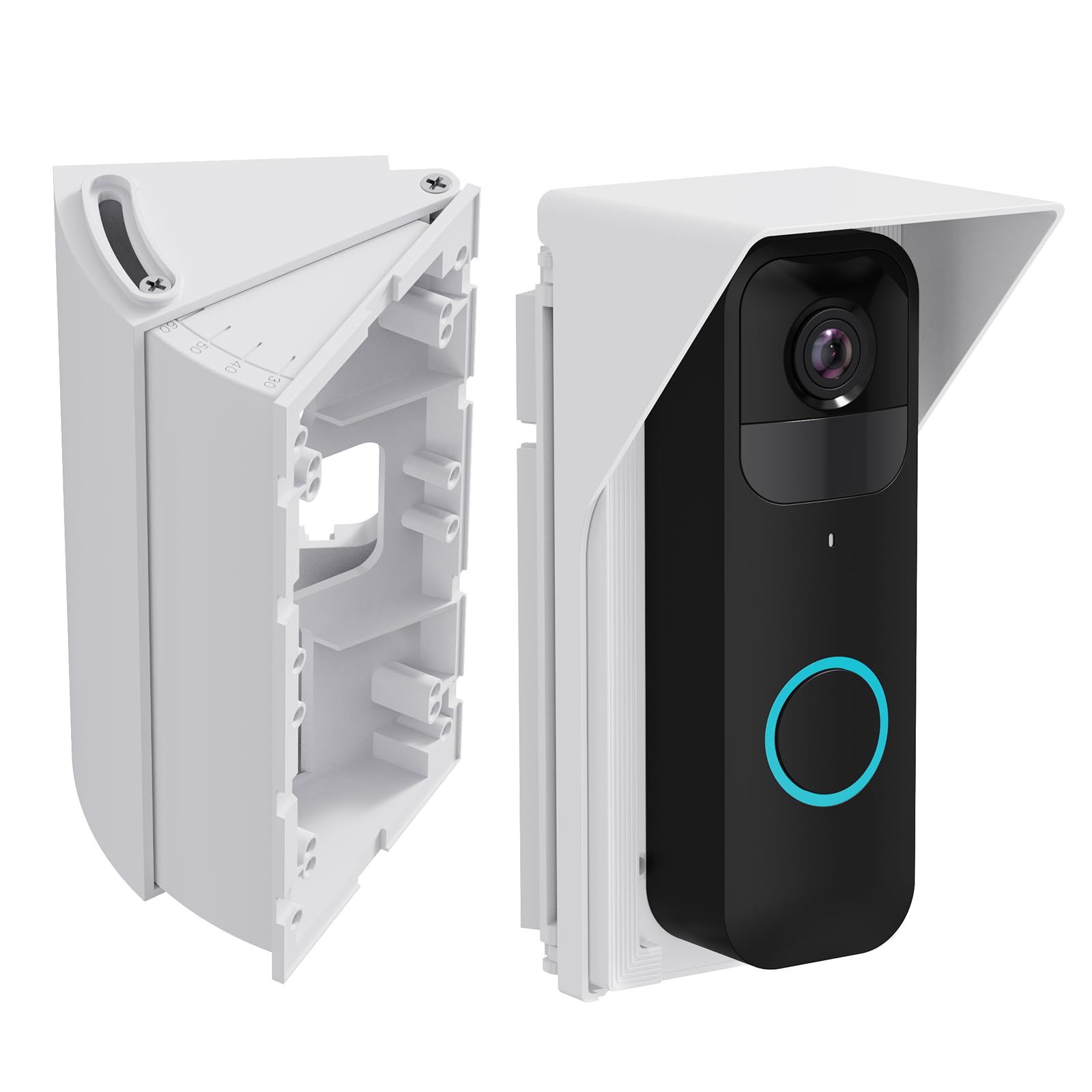 Justincity  Waterproof Adjustable Angle Mounting Bracket for Video Doorbell Wired Pro Pro 2 4 3 3 Plus 2nd Gen 2 1 Nest Doorbell White