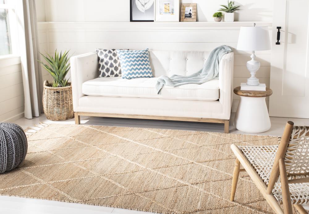 Natural Jute 5' x 8' Handwoven Geometric Area Rug