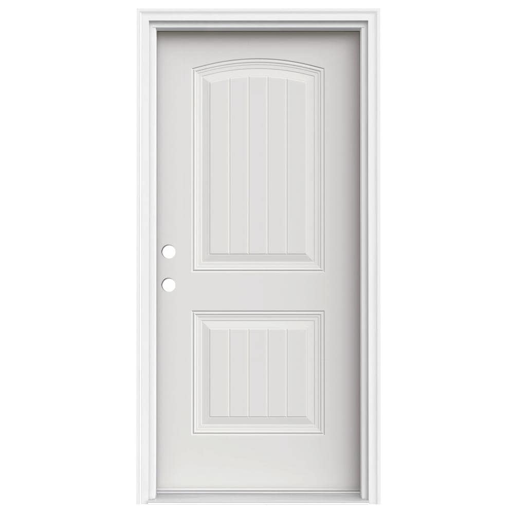 JELD-WEN LOWOLJW165800050 36-in x 80-in x 4-9/16-in Steel No glass Right-hand inswing Primed Prehung Front Door with Brickmould Insulating core