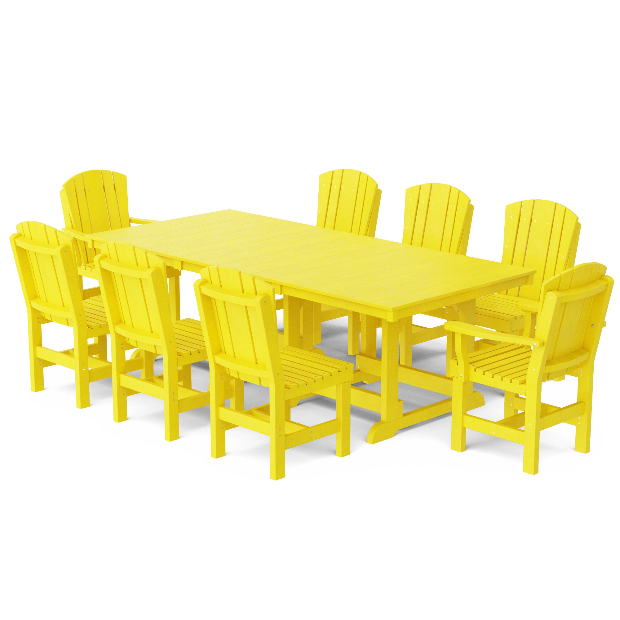 Wildridge LCC-190-LY Heritage 9 -Piece Lemon Yellow Patio Dining Set Plastic Rectangle Table with 8 Stationary Chairs