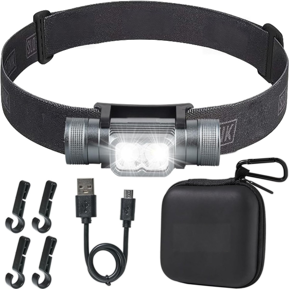 LIUSXAQI  2 Pack Rechargeable LED Headlamp 1000 Lumens IPX4 Waterproof Headlight with 60 ft Beam for Hiking Camping and Outdoor Work
