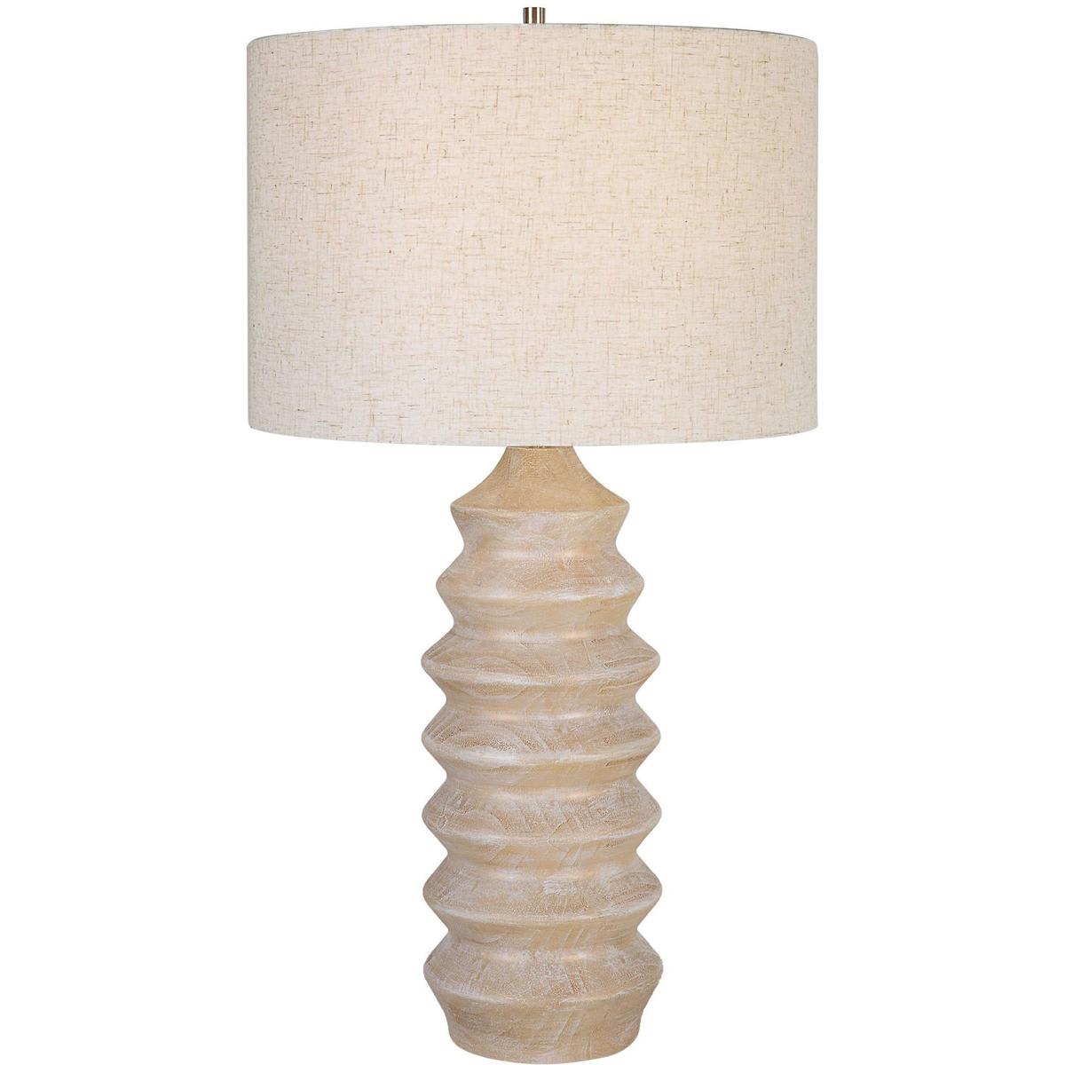 Uttermost 2537453 30195-1 Uplift Table Lamp Bleached Wood and Nickel
