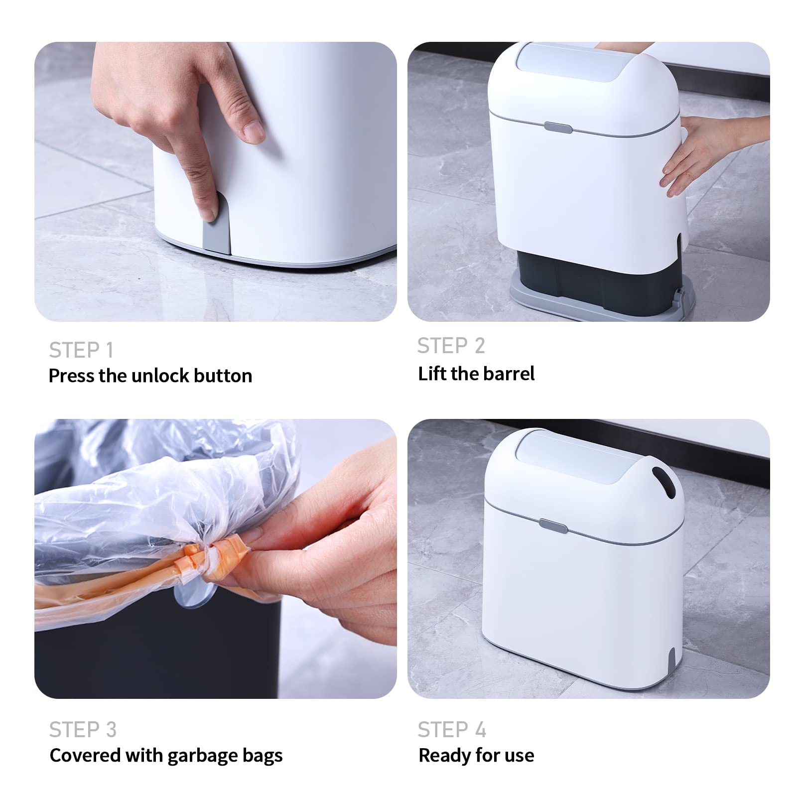 CYIKE Bathroom Trash Can 2.5 Gallon Motion Sensor Waterproof Trash Bin ...