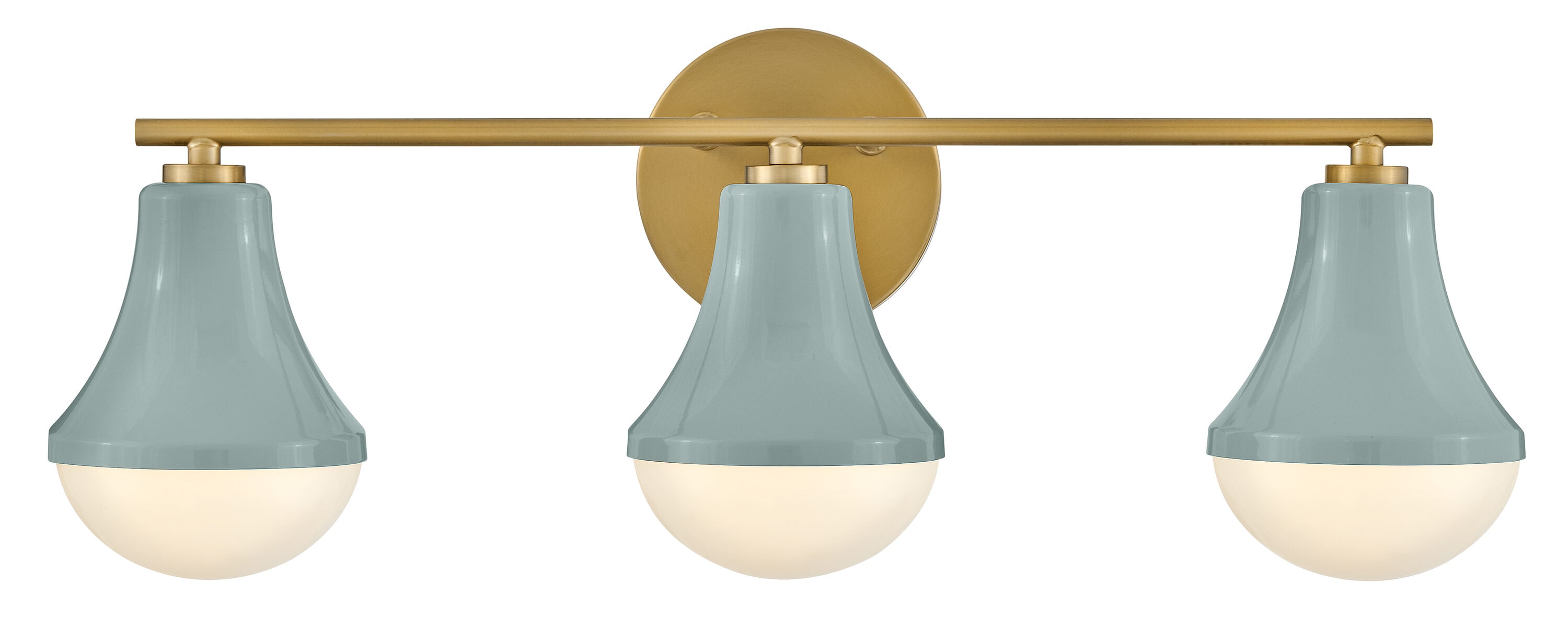 Seafoam Lacquered Brass 3-Light Vanity with Opal Glass Shades