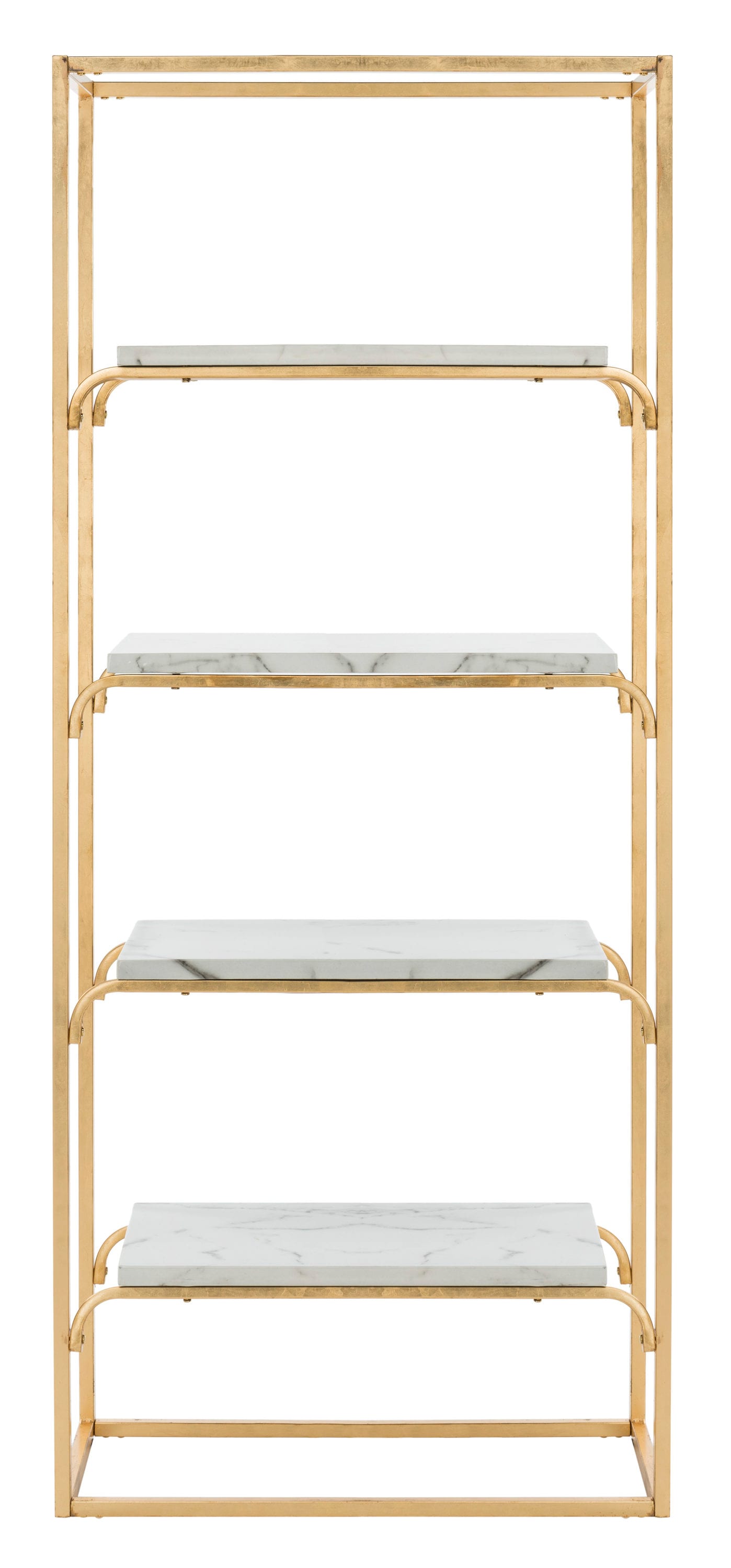 Transitional Gold & White Marble Veneer 4-Tier Etagere