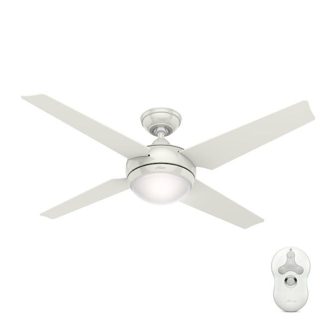 Hunter Sonic 52 In White Led Indoor Ceiling Fan With Light Remote 4 Blade The Fans Department At Com - Hunter 52 Ceiling Fan With 4 Lights