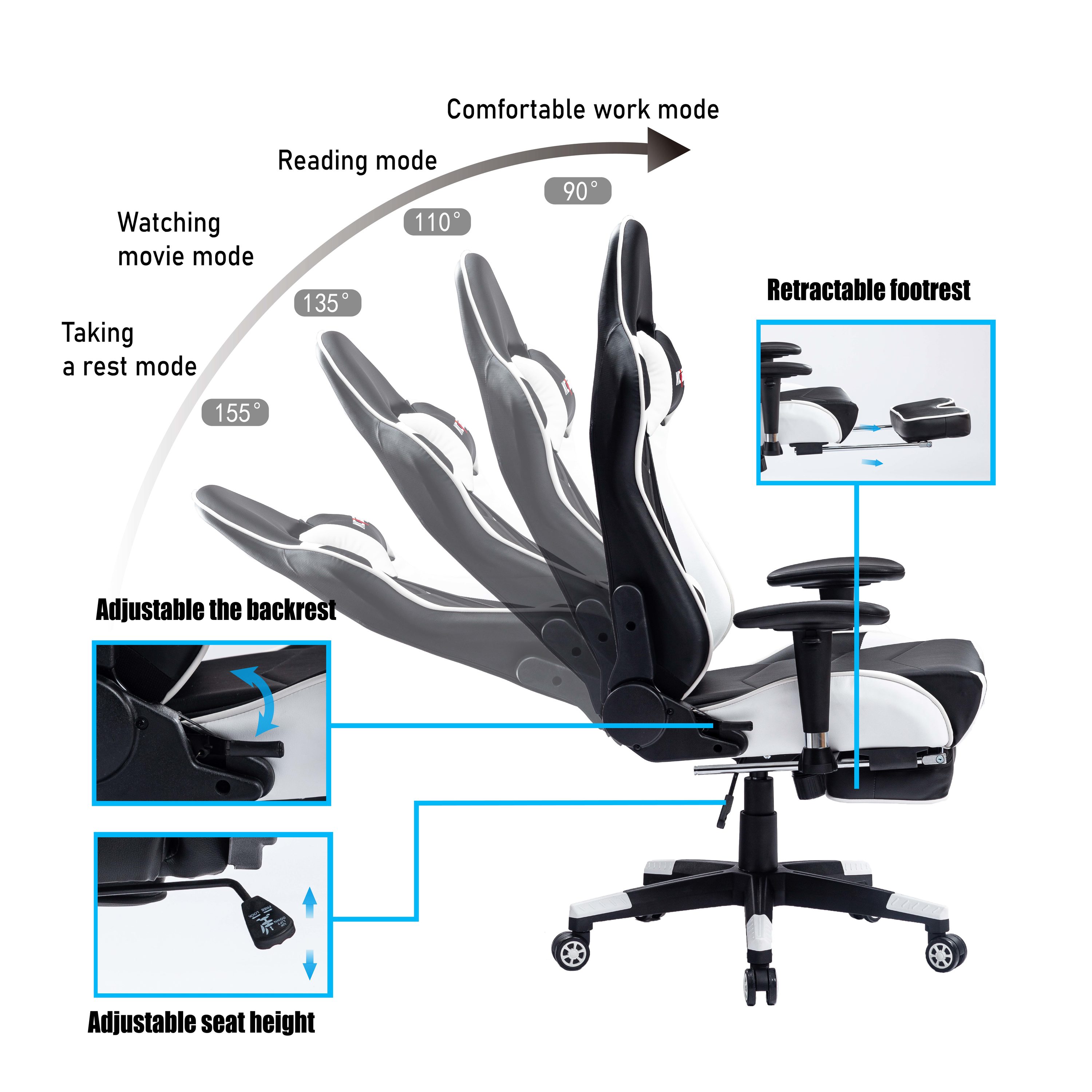 CASAINC WB-8395-WHITE Office-Chairs - View #3
